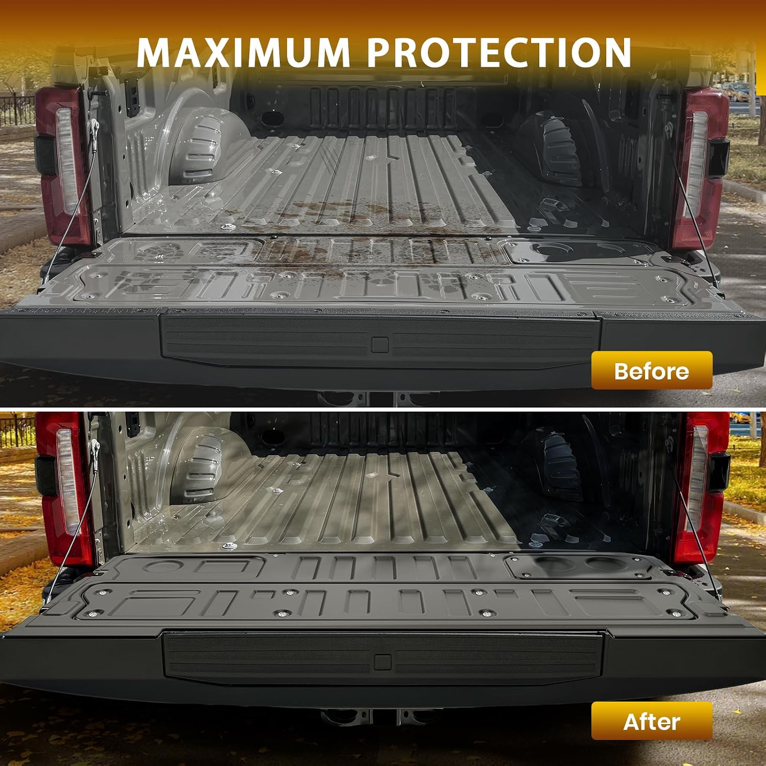 Powerty Truck Tailgate Mat for 2023-2025 2026 Ford Super Duty F250/F350/F450 Accessories Vehicle Bed All Weather Truck Tailgate Liner TPE Pickup Protector Mat Black