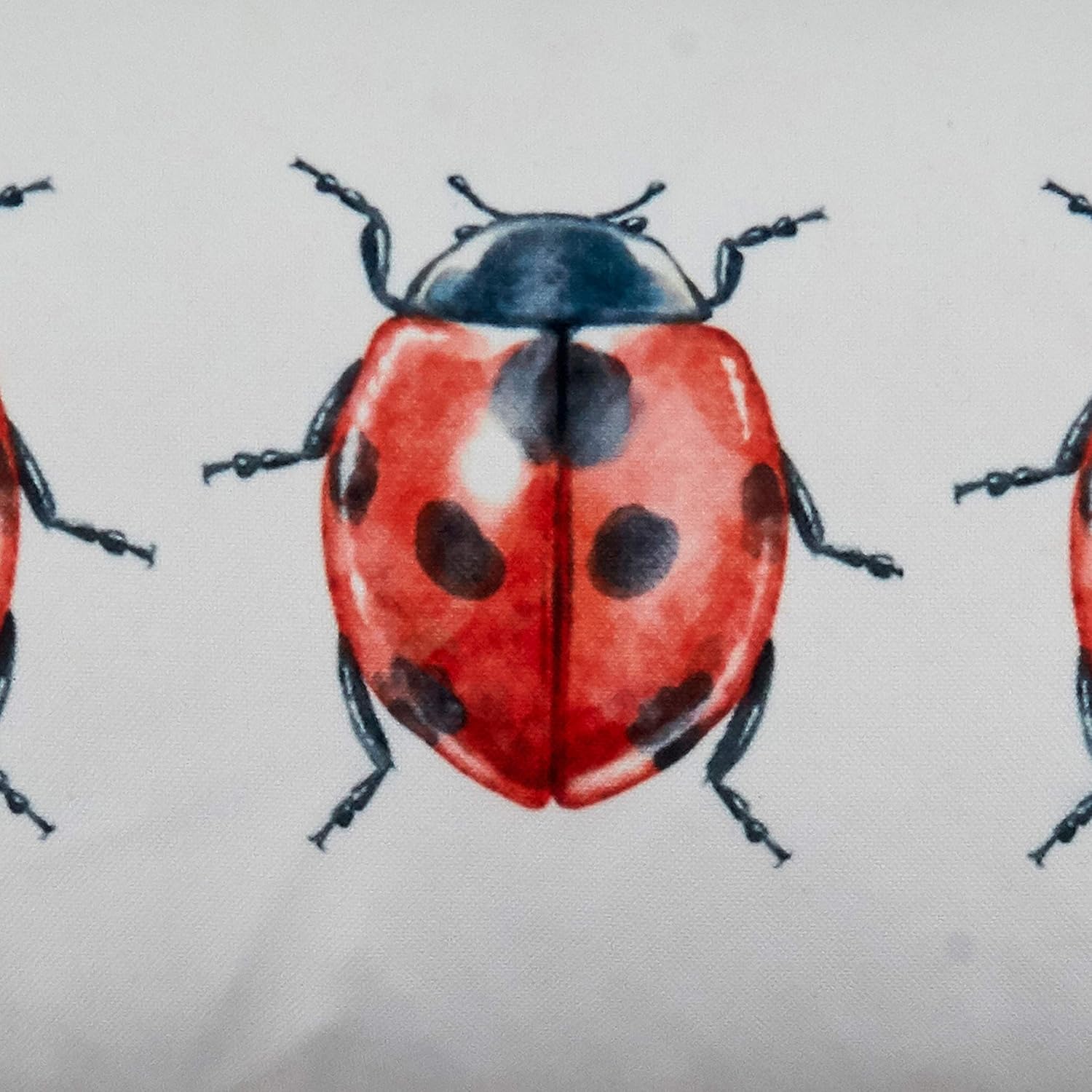 SARO LIFESTYLE Insectes Collection Lady Bugs Throw Pillow with Poly Filling, 12" x 20", White