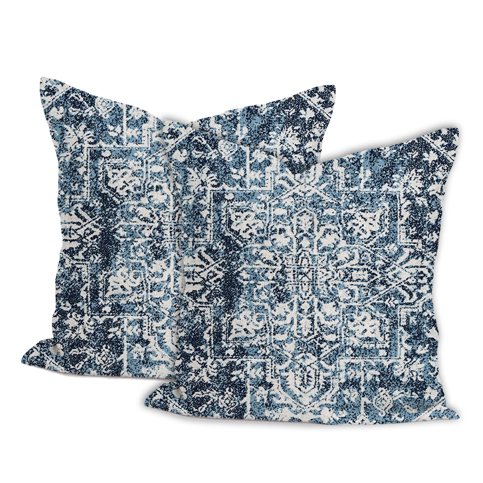 infenhiy Throw Pillow Covers Pack of 2 Double-Sided Printing Home Indoor and Outdoor Sofa Bed Decor 18 x 18 Inch pillowcover (Blue Boho Style Ethnic
