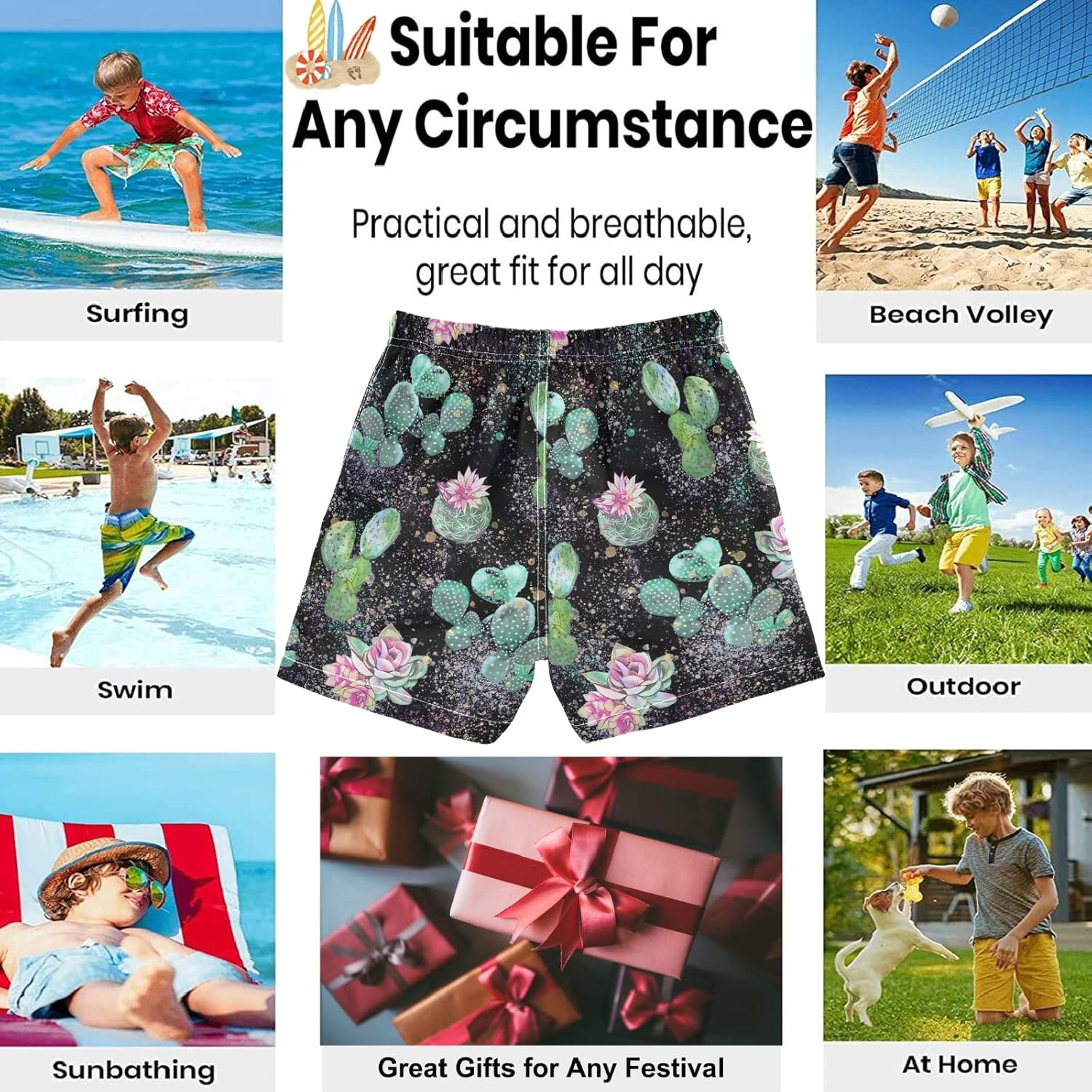 visesunny Boys Surfing Board Shorts Quick Dry Boys Swim Shorts s Swim Trunks Size from 2T to 14/16 - Image 2