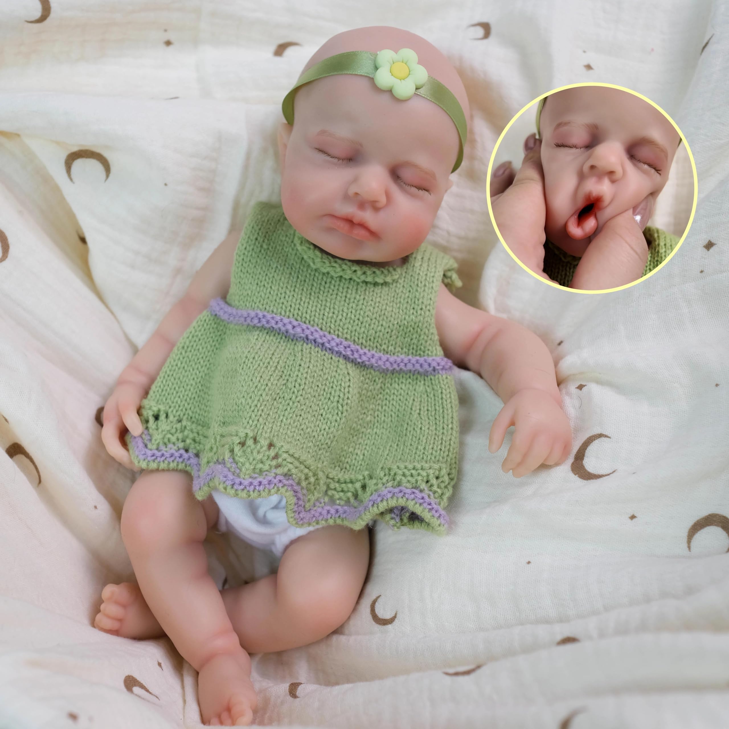 RXDOLL Bambole rinate in silicone pieno ragazza 30,5 cm piccole dimensioni premie realistiche bambole rinate in silicone platino solido corpo anatomicamente corretto bambola bambino