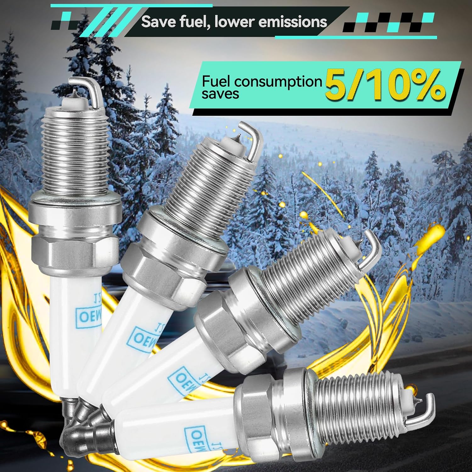 4Pcs Spark Plugs for Chevy Cruze 2011-2015, Sonic 2012-2020, Trax 2013-2021, for Buick Encore 2013-2021 Iridium Platinum Spark Plug Replace # 55576026,1214066