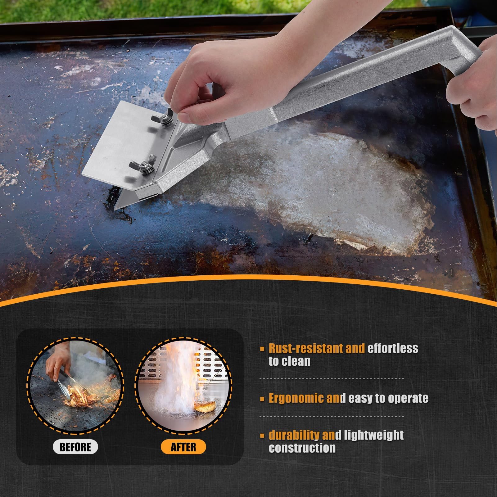 TOPINCN Griddle Scraper, Grill Griddle Scraper, Flat Top Grill and Griddle Accessories, Grill Accessories Griddle Kit