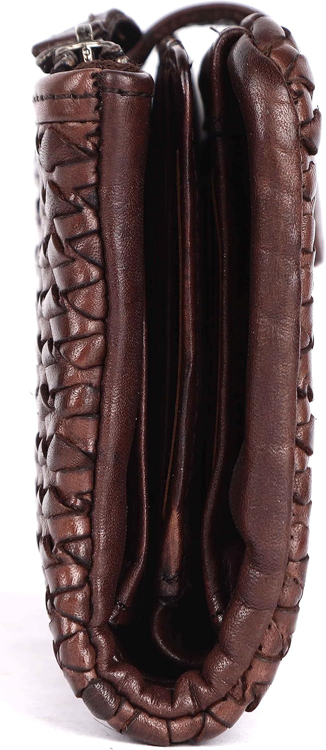 Genuine Leather Wallets for Women, Small Wallet for Ladies Zipper Coin Purse Credit Card Holder with Strap (VL-163-BROWN) - Image 9