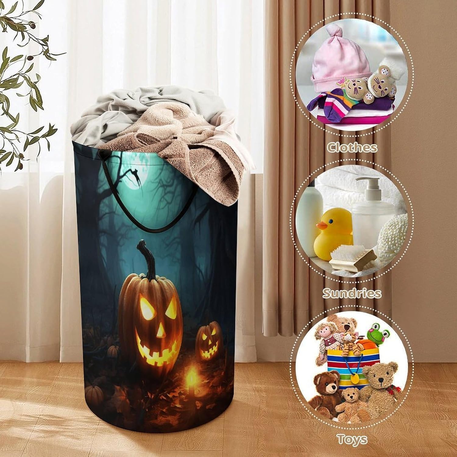 Happy Halloween Pumpkins Laundry Hamper Portable Lightweight Clothes Hampers Fashion Dirty Laundry Storage Basket Large Capacity Foldable Clothes Baskets for Bathroom Bedroom