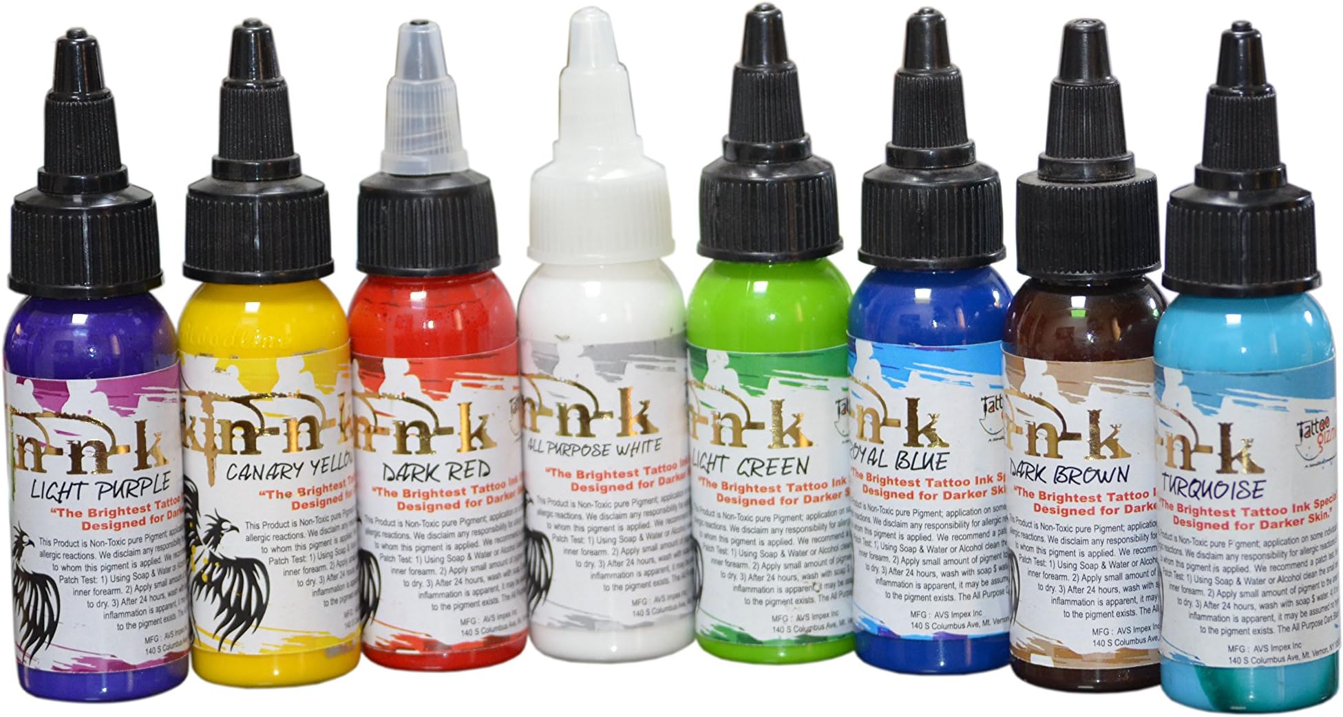 Skin Ink Basic Tattoo Ink Set (1Oz Each) - Set of 8