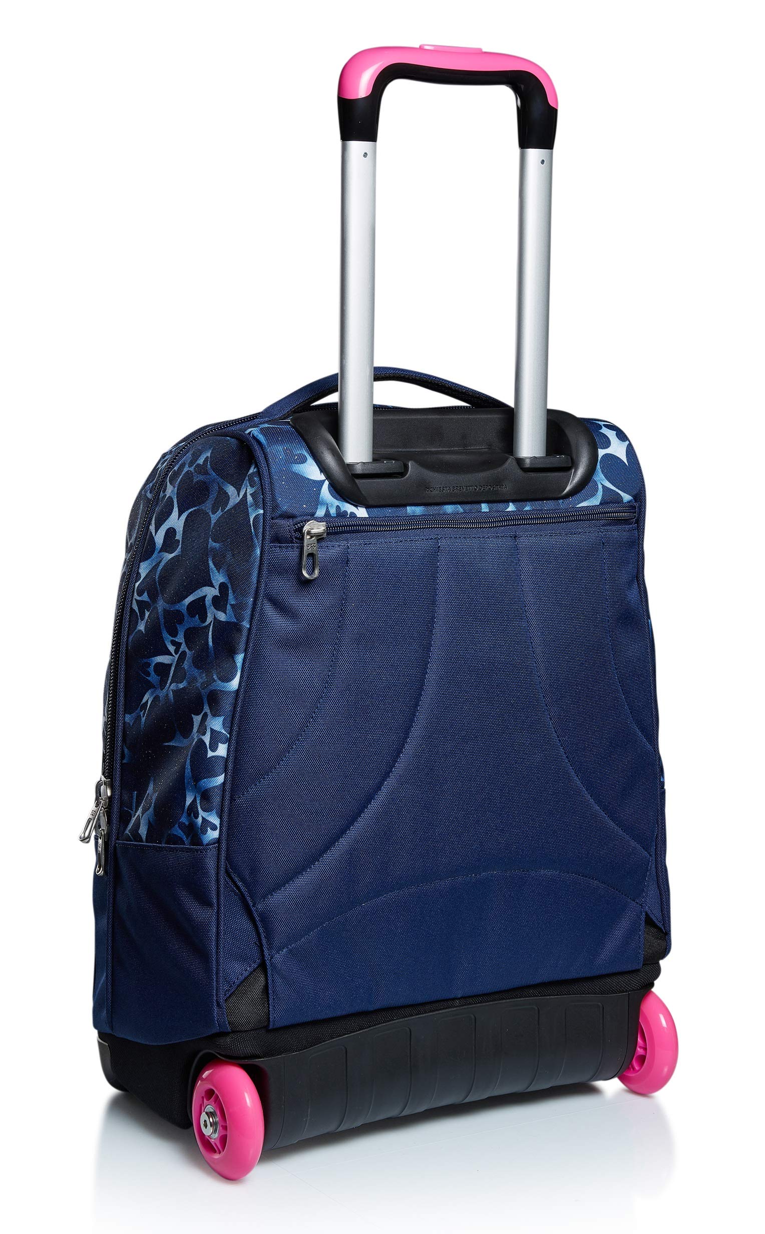 Seven Sac à Dos à Roulettes, Dyed Hearts Sac à Livres à Roulettes, 2 En 1, Sac à Dos + Trolley, Filles et Garçons, pour L'École, le Sport, les Loisirs, Pochette pour Ordinateur Portable, Bleu