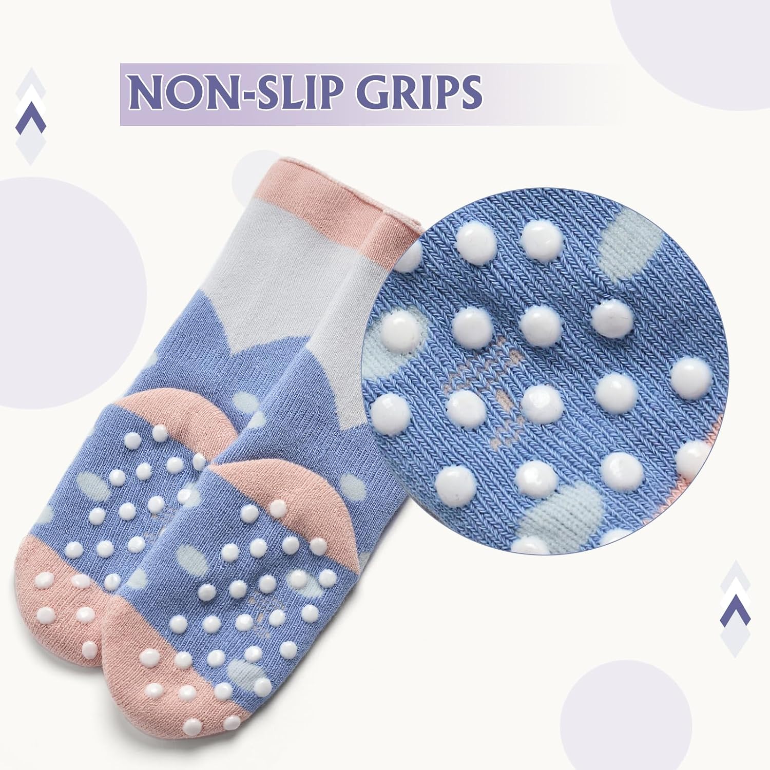 Baby Winter Socks Non Slip Warm Socks with Grips for Baby Boys Girls Fuzzy Terry Stars Color 6 Pack