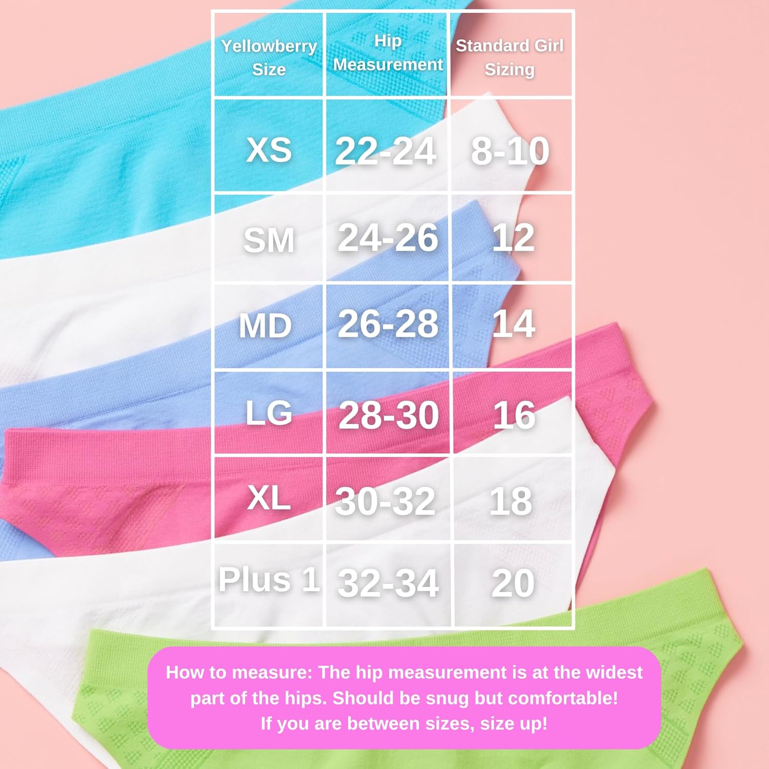 Yellowberry New Girls' 6pk, Fuller Coverage Seamless Underwear with Bonded, No-Show Seam