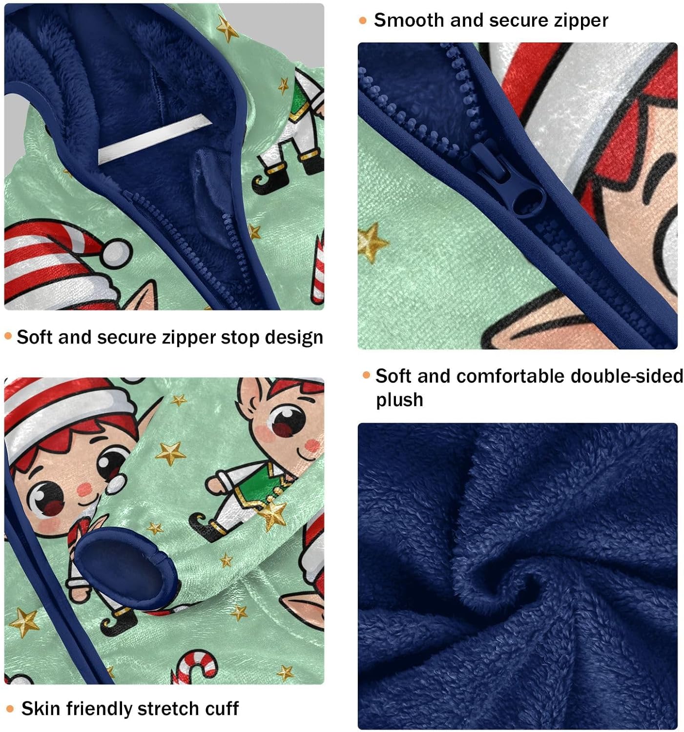 Christmas Elf Toddler Winter Jackets Outerwear Baby Boy Zipper Hoodie 3T