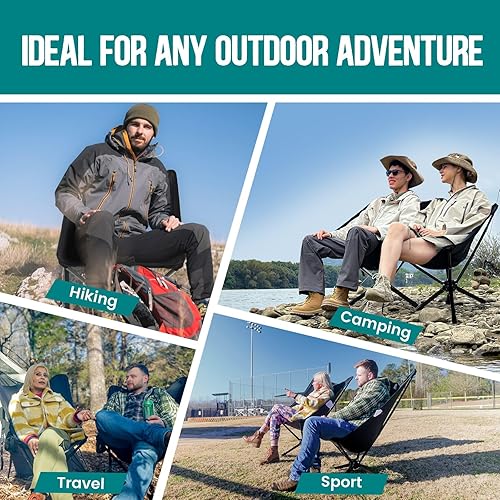 Miniatura 6 de RiseLite - Silla de campamento portátil ajustable RiseLite Silla plegable ligera y compacta para adultos, sillas de campamento plegables que se