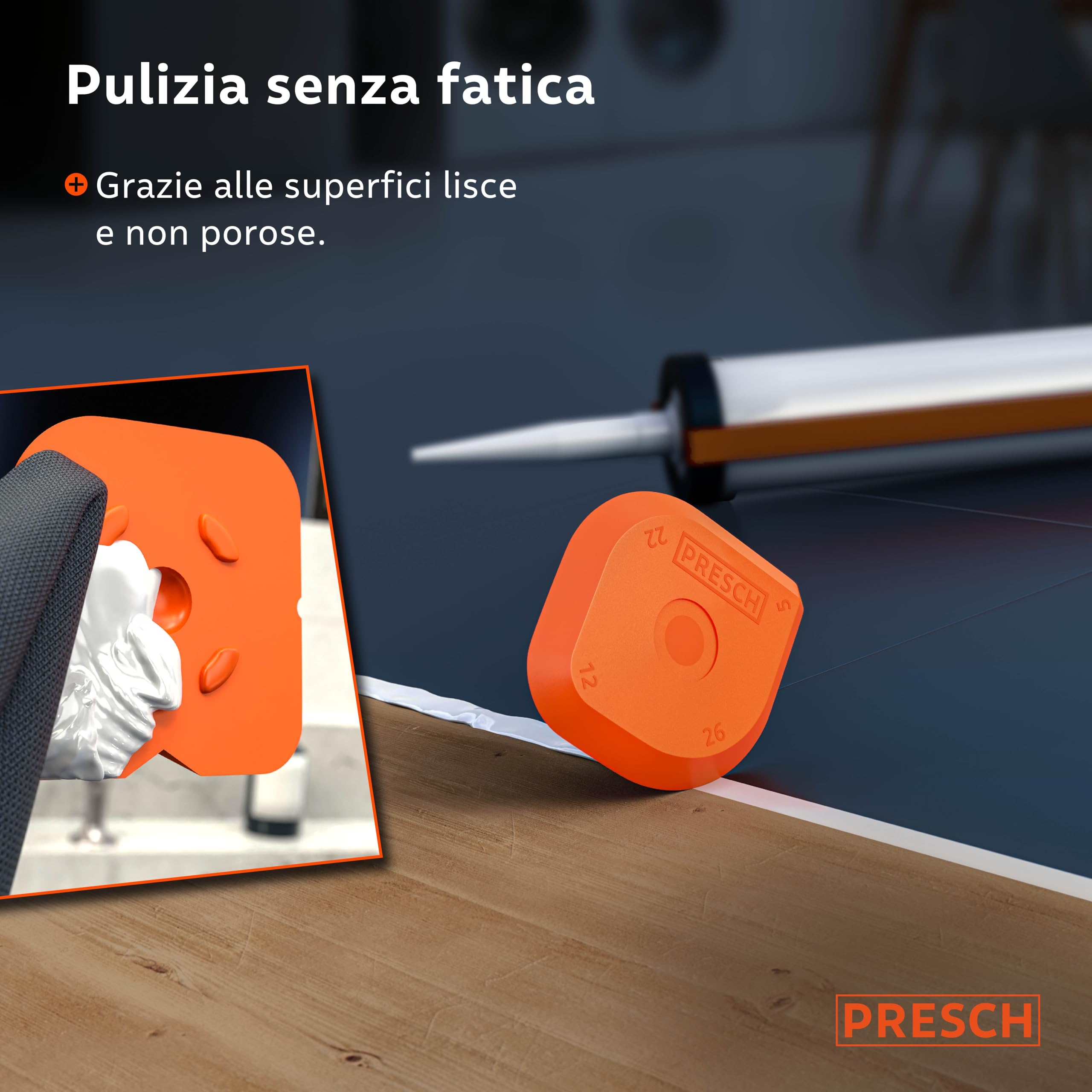Presch Spatole per silicone Set 5 pz. - Giunti perfetti grazie a bordi molto dritti - Manopole speciali per un facile sollevamento - Ideale per sigillanti come acrilico e silicone - Con scatola