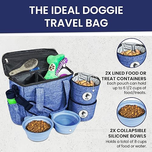 Miniatura 2 de Top Dog Pet Gear Bolsa de viaje azul para perros, incluye bolsa de viaje, cuencos de viaje para perros, almacenamiento de alimentos, bolsas para