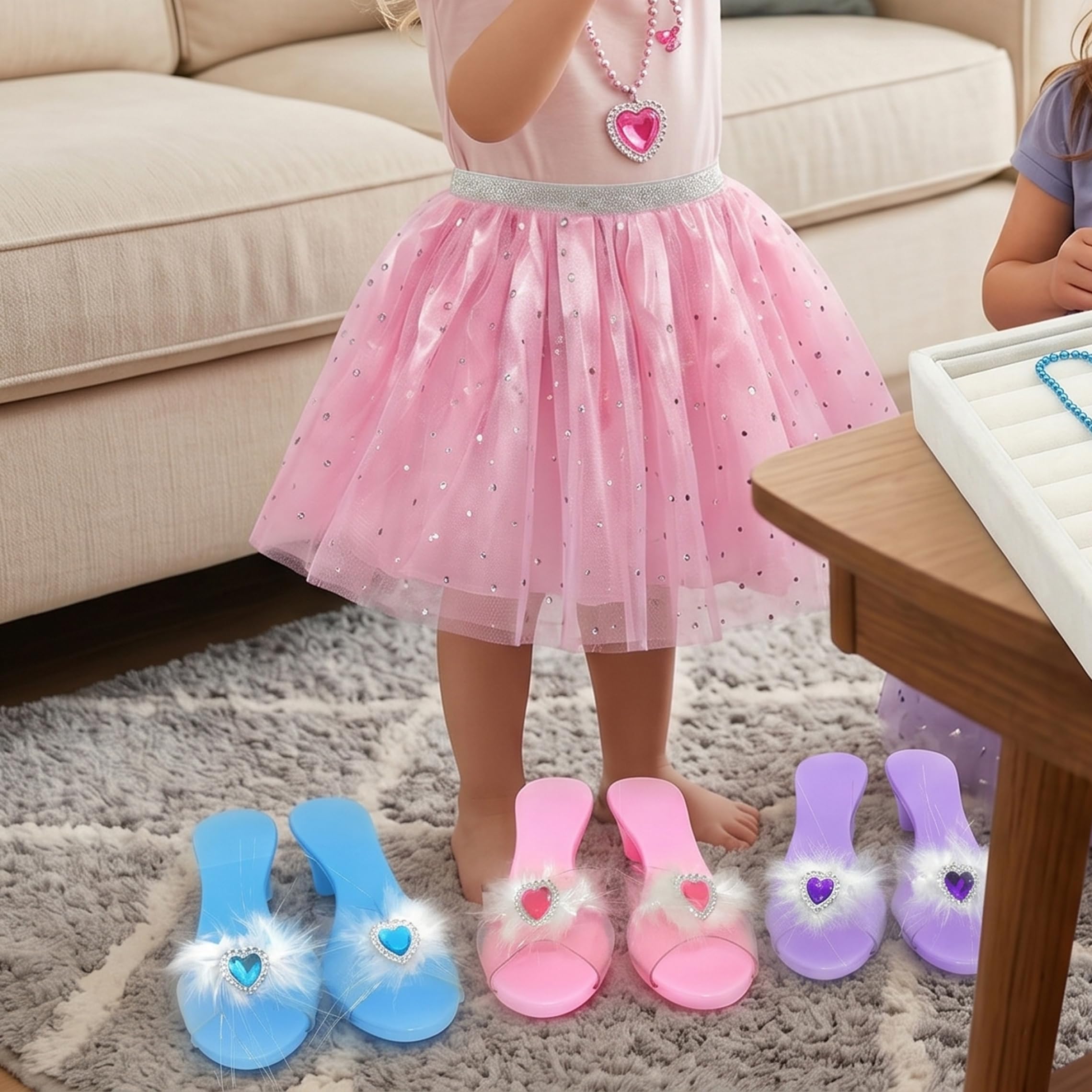 Disfraces para niñas, 3 Juegos de Disfraces para niñas - Princesa, Zapatos y Accesorios de joyería - Cumpleaños de Navidad para de 3 a 6 años