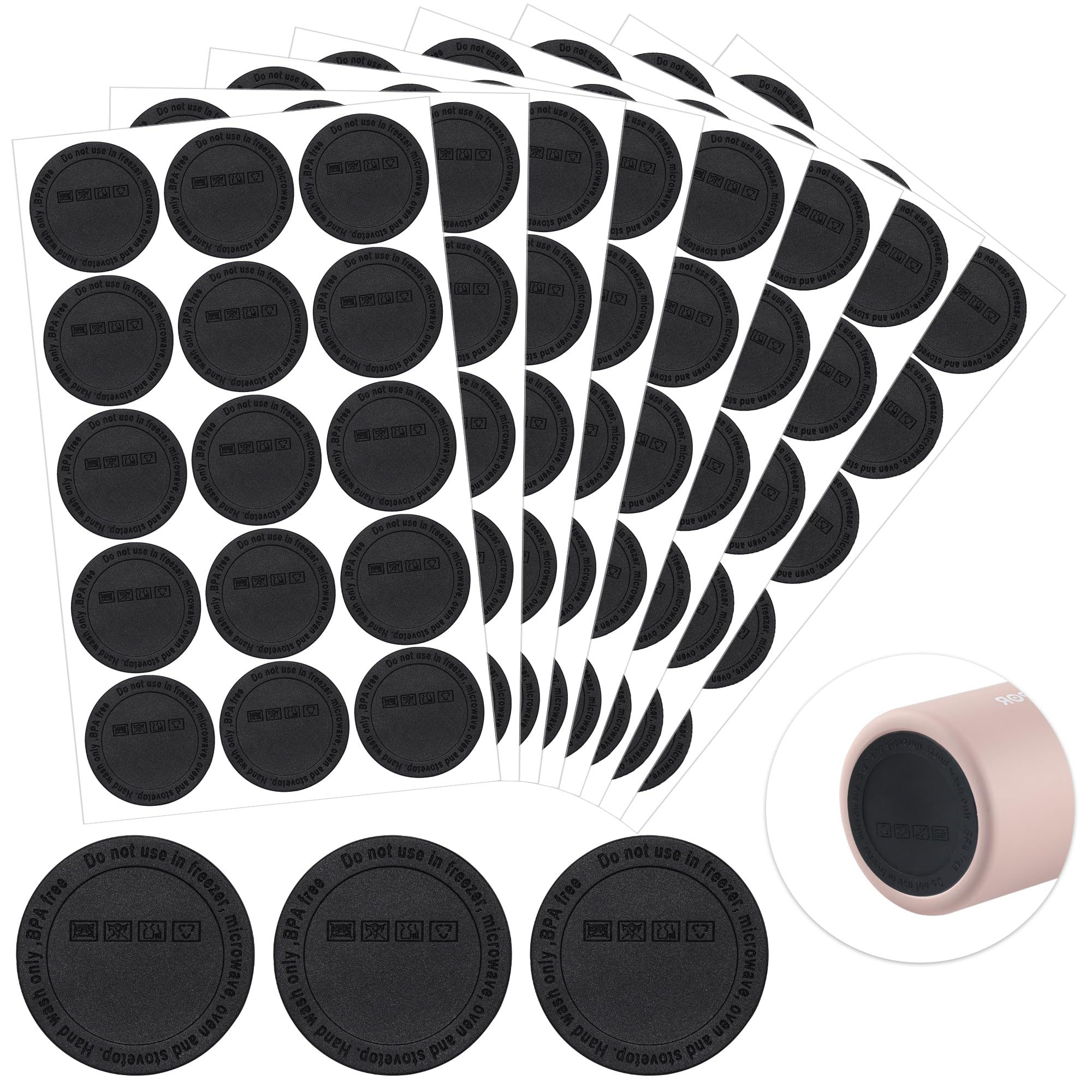 HOYDATE Rubber Bottoms for Sublimation Tumblers,Protective Anti-Slip Silicone Bottoms with Adhesive for Skinny Tumblers, Thermal Bottle,Mason Jars (56mmX120Pcs)
