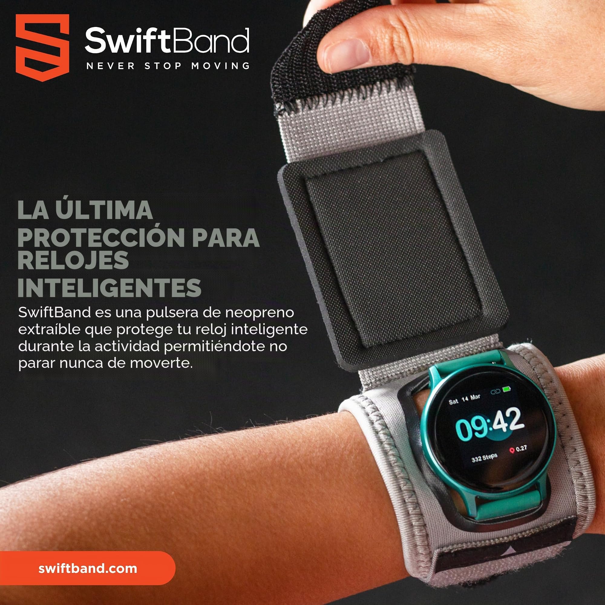SwiftBand Protector universal de reloj inteligente – Protector de pulsera y protector de pantalla compatible con Apple Watch, Fitbit, Garmin, Amazfit, Fossil, Samsung y más