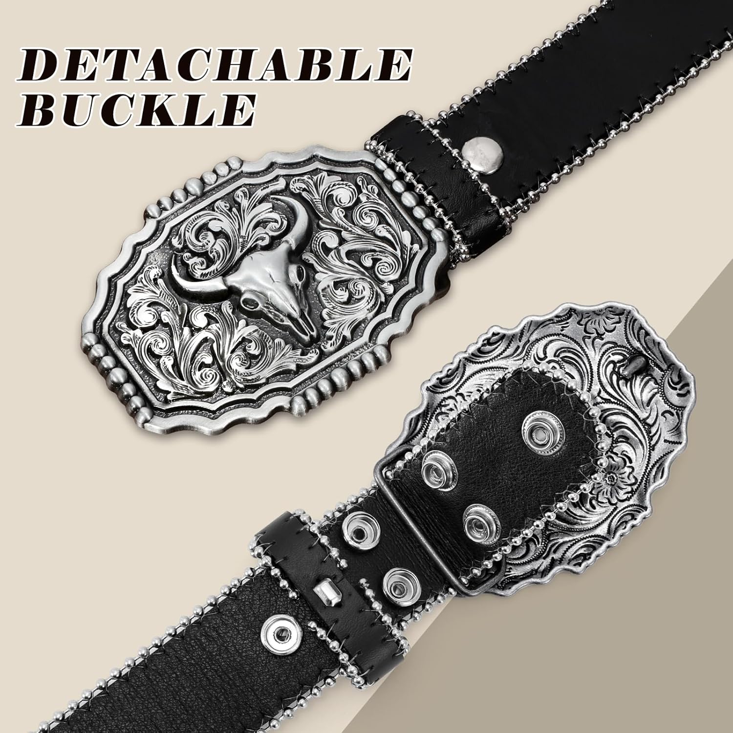 BELTROAD Cowboy Cowgirl Belts for Women Men Western Belts Punk Goth Belt PU Leather Belt With Western Buckle - Image 5