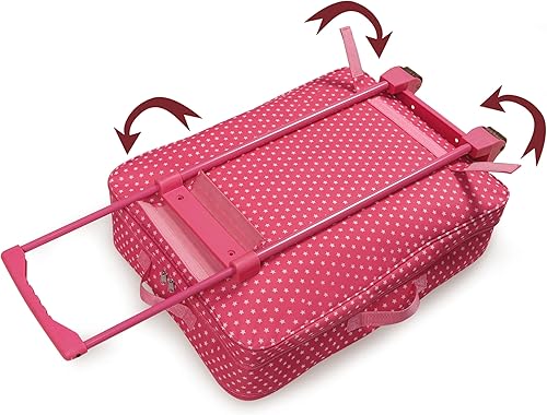 Miniatura 13 de Badger Basket Double Trolley Doll Carrier with Two Sleeping Bags and Pillows – Perfect for 18-Inch Dolls in Pink Star Design