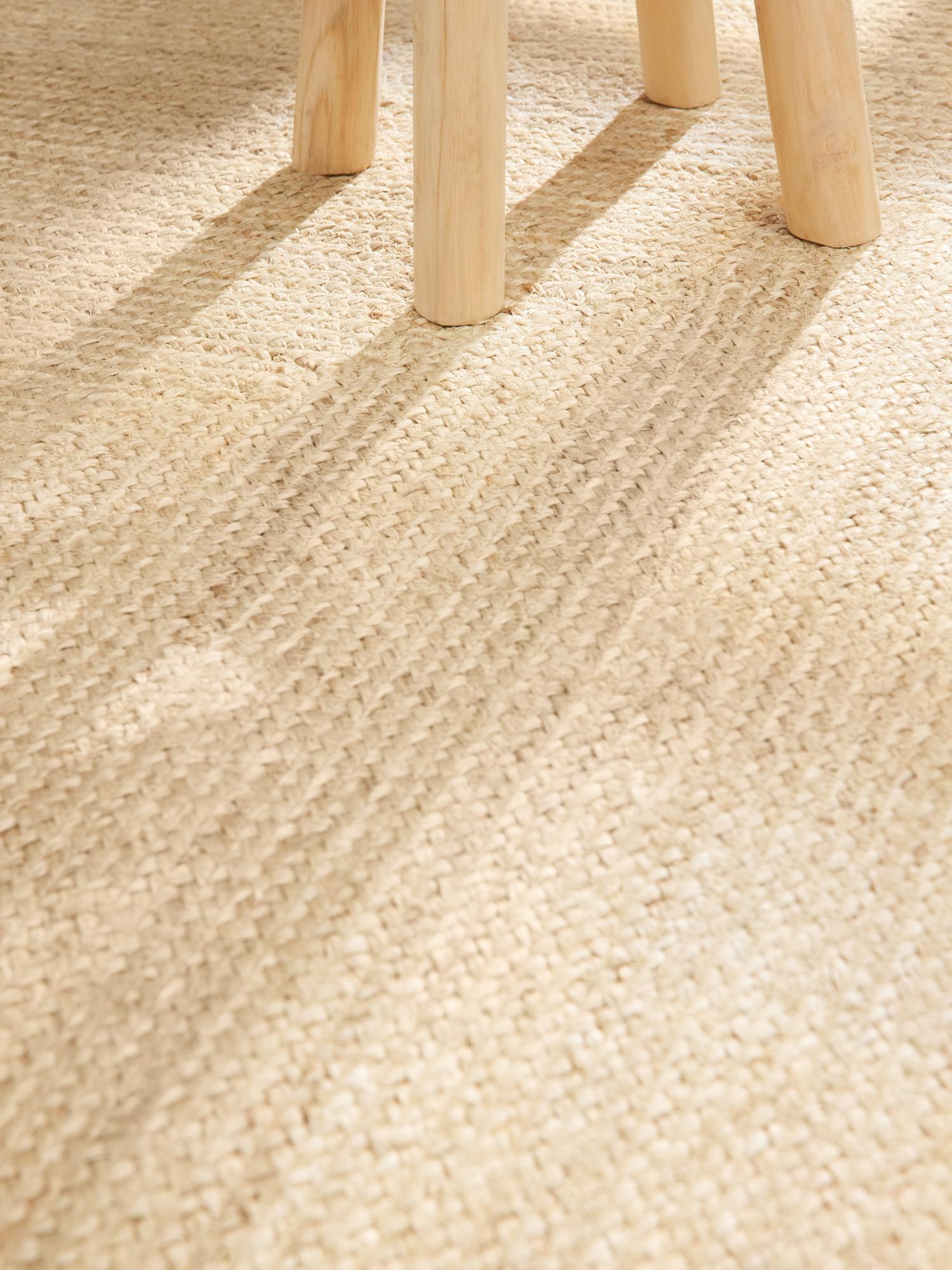 Hanse Home Juno Juteteppich - Natur Wohnzimmerteppich aus 100% Jute, Handgewebt - Robust & Pflegeleicht - Moderner, Boho Naturfaser Teppich, Natur Weiß - 200x300cm