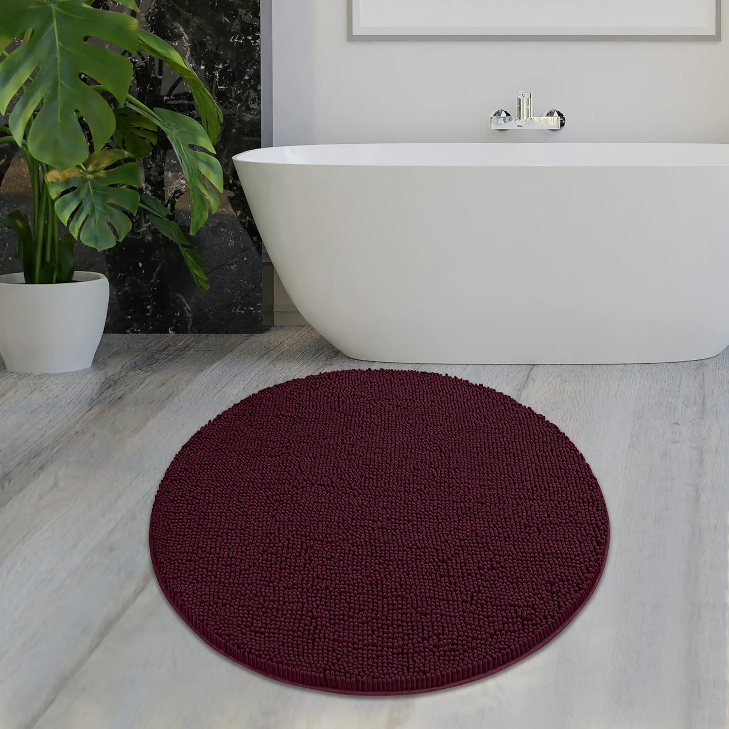 MAYSHINE 36" Round Bath Rug Soft Plush Chenille
