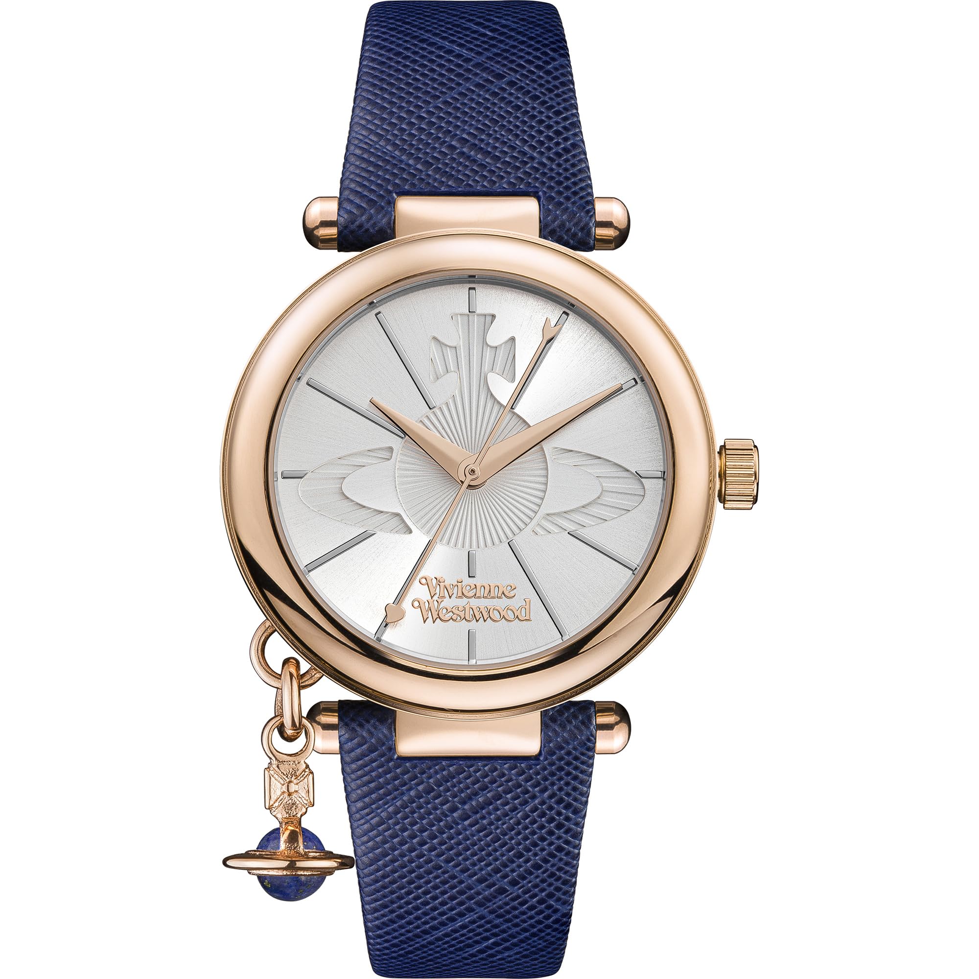 ORB Pop Women's Quartz Watch with Silver Dial Analogue Display and Blue Leather Strap VV006RSBL