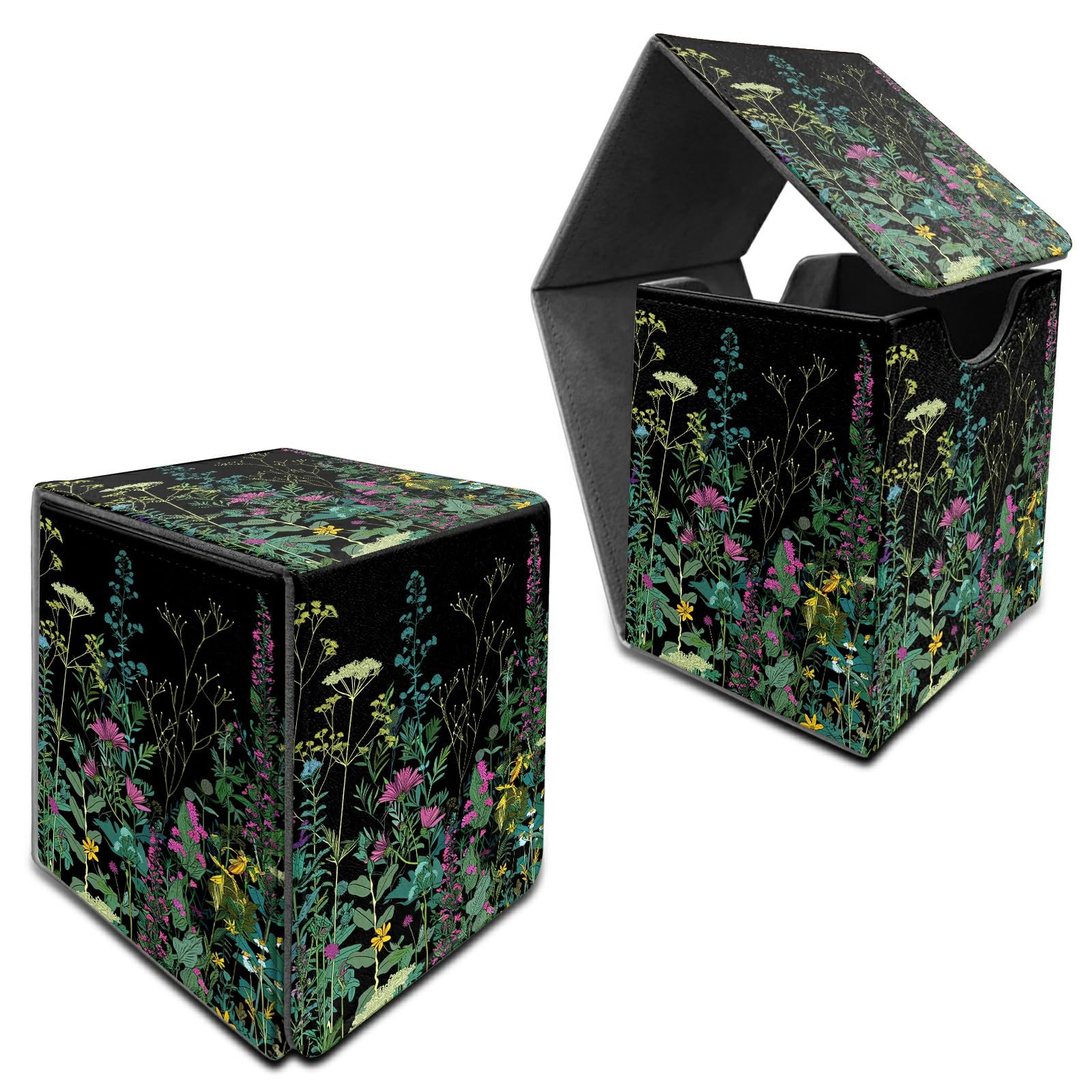 RWUTYTIUL for MTG Commander Deck Box, Card Storage Box Fits 100+ Sleeved Cards, PU Leather Large Size Strong Magnet Card Deck Case Holder for Board