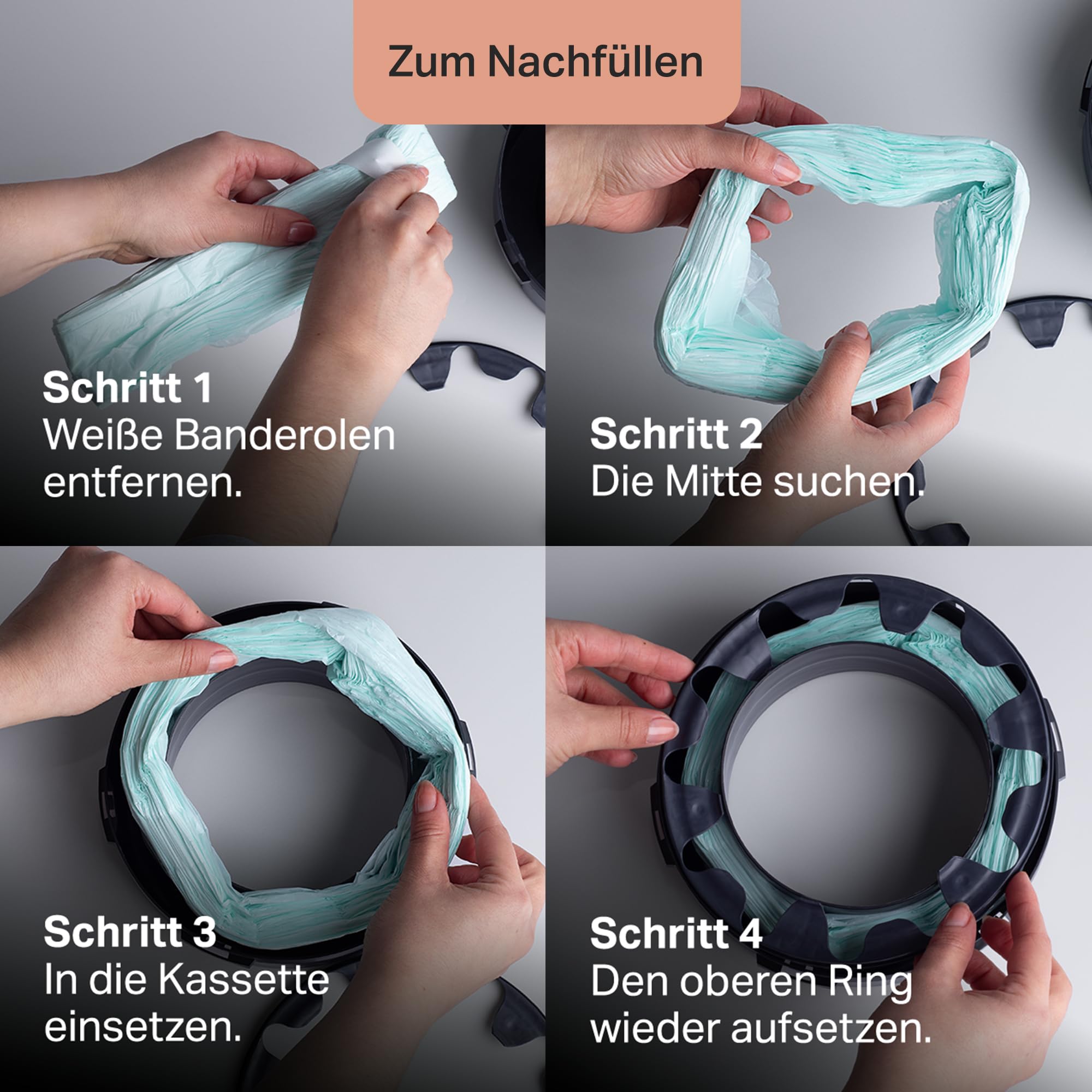 Tommee Tippee Twist & Click Nachfüllfolie für Windeleimer, 12er-Pack, je 10,5 m, mehrlagige antibakterielle* Folie, passend für Twist & Click Kassette, 12 x 10,5 m