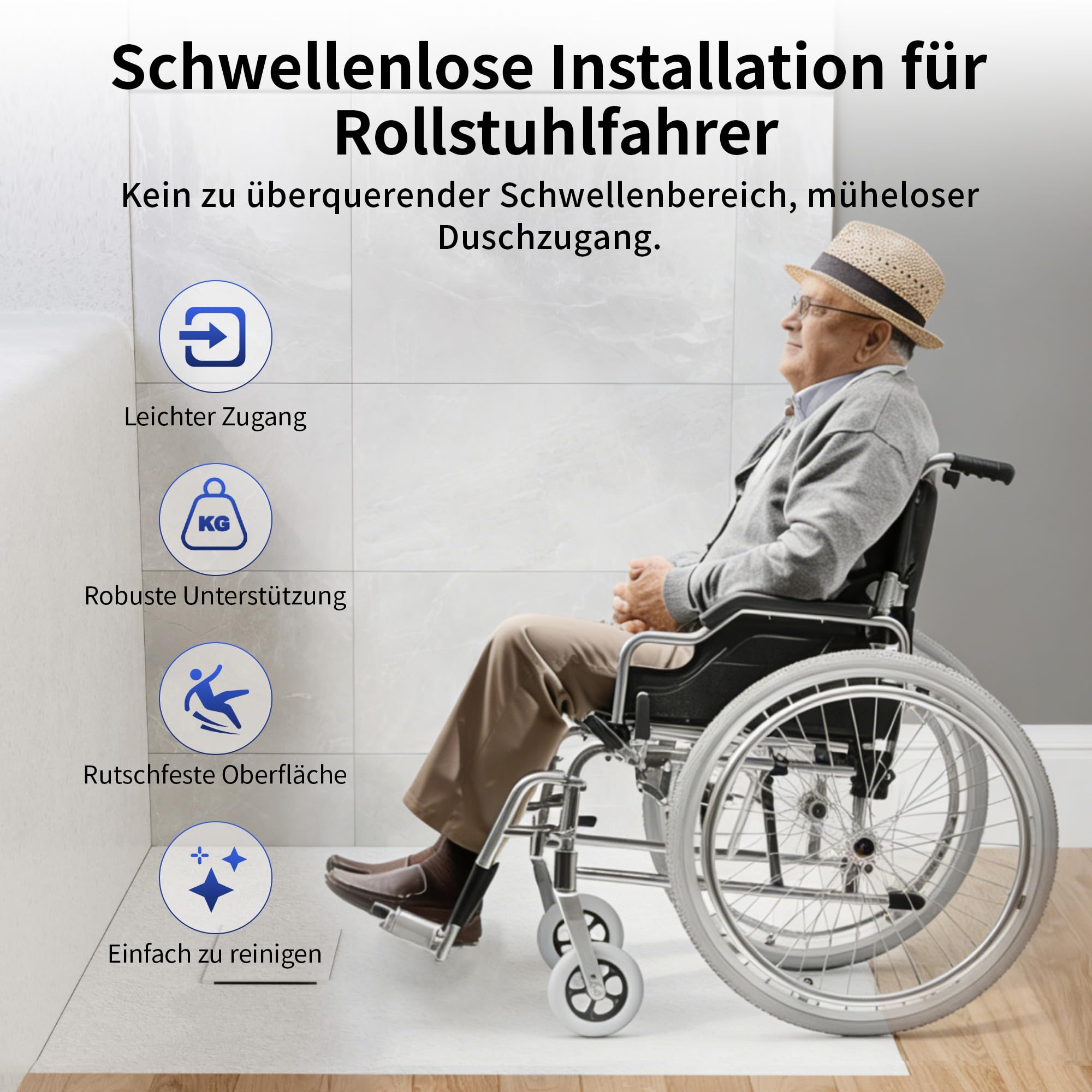 DeerValley Duschwanne 90x90cm – SMC rutschfest mit Ablaufgarnitur 90mm Duschtasse bodengleich zuschneidbar belastbar flach Duschablauf Dusche barrierefrei
