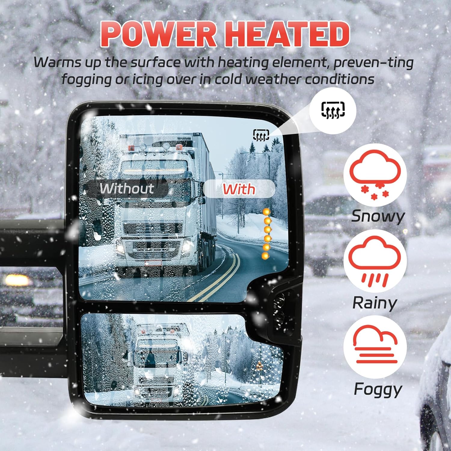 PZ Towing Mirrors Compatible for 2007-2014 Chevy Silverado(07 New Body) GMC Sierra Tahoe Yukon Avalanche Suburban 1500 2500 HD 3500 HD Power Heated Turn Signal Arrow Light Manual Folding Pair Black
