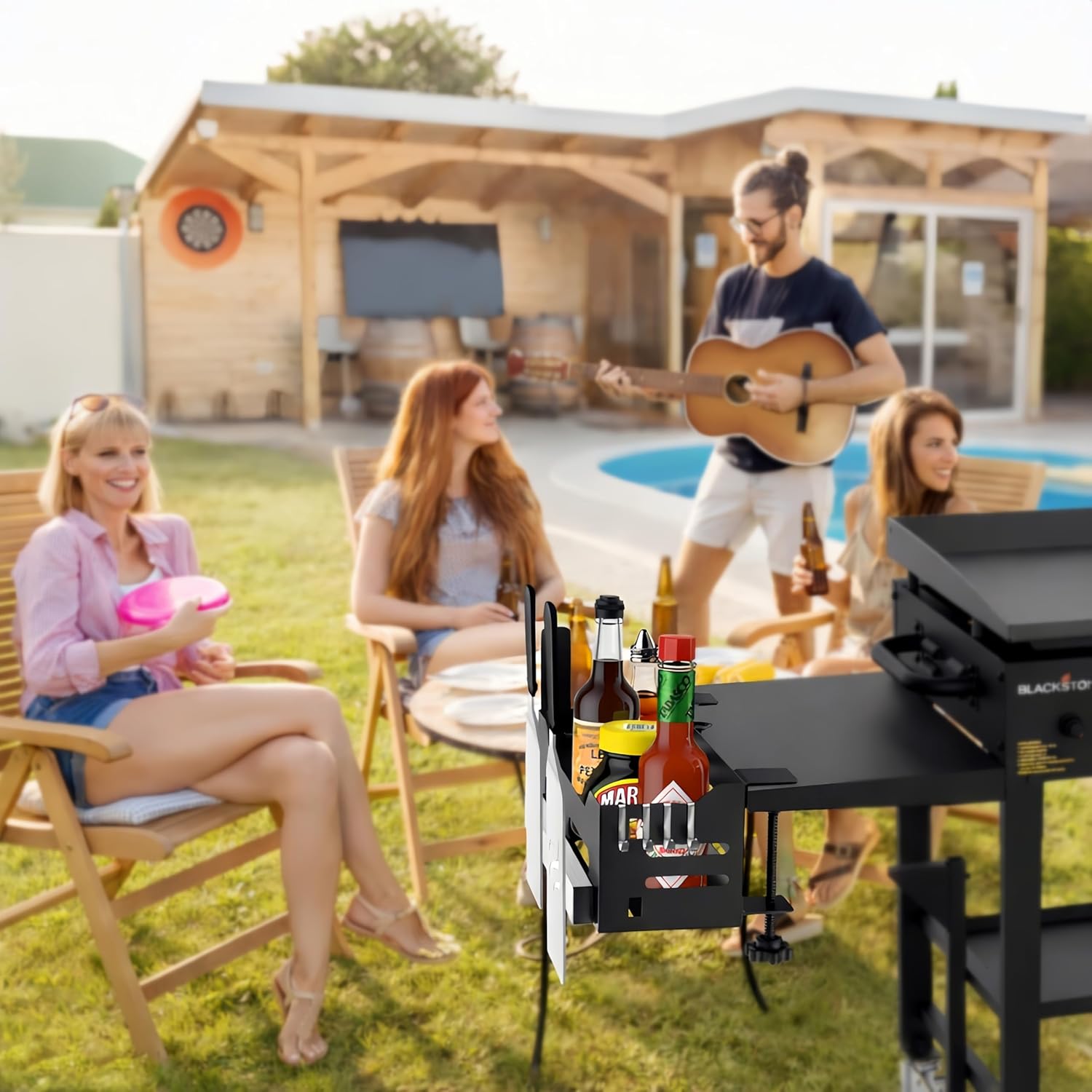 Blackstone Caddy, Griddle Caddy for Blackstone 22/28/36 Inch Griddles, Space Saving Grill Storage Organizer with Paper Towel Holder & Magnetic Tool Holder