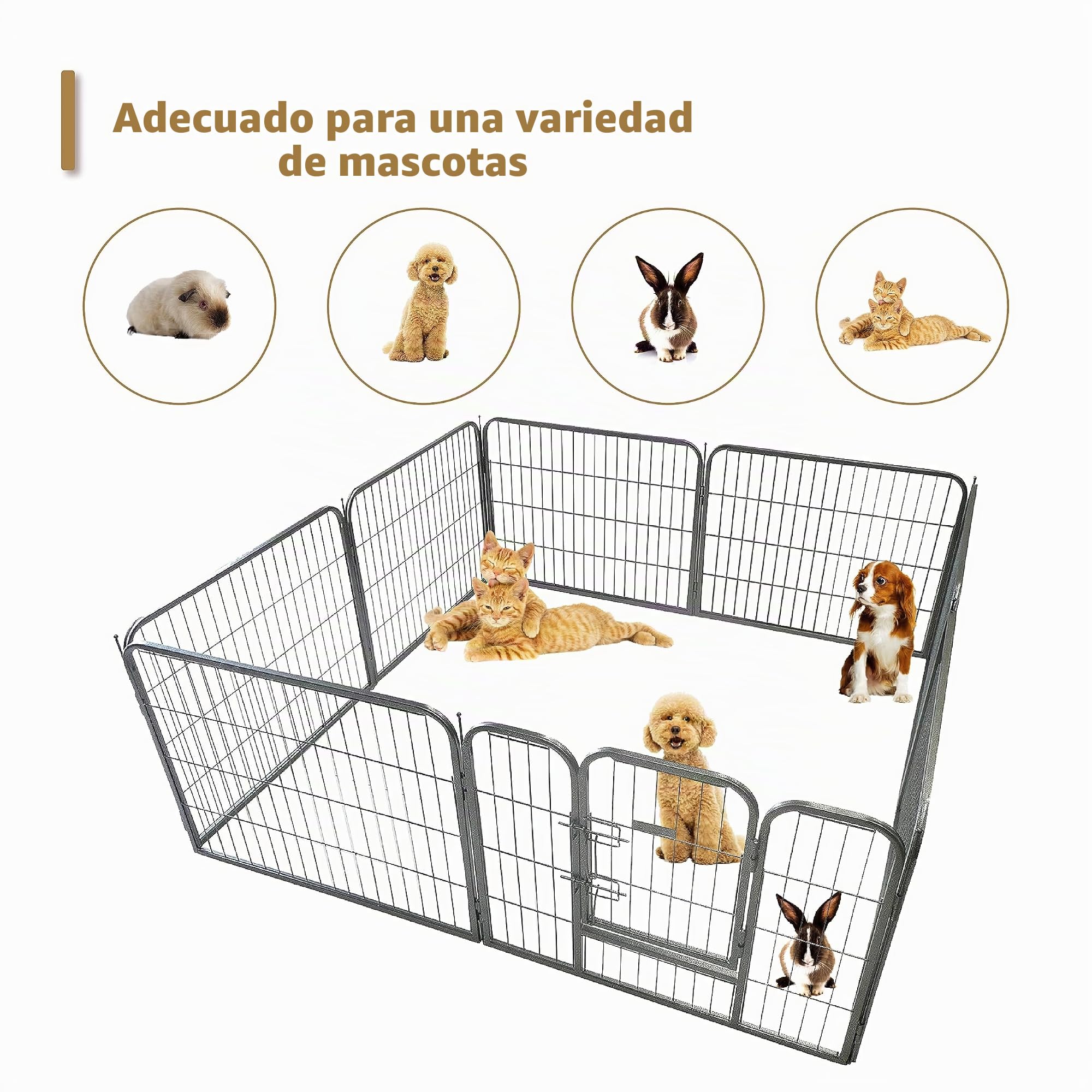 Ellie-Bo - Jaula corral modular para mascotas, 8 piezas, resistente, 120 cm de altura