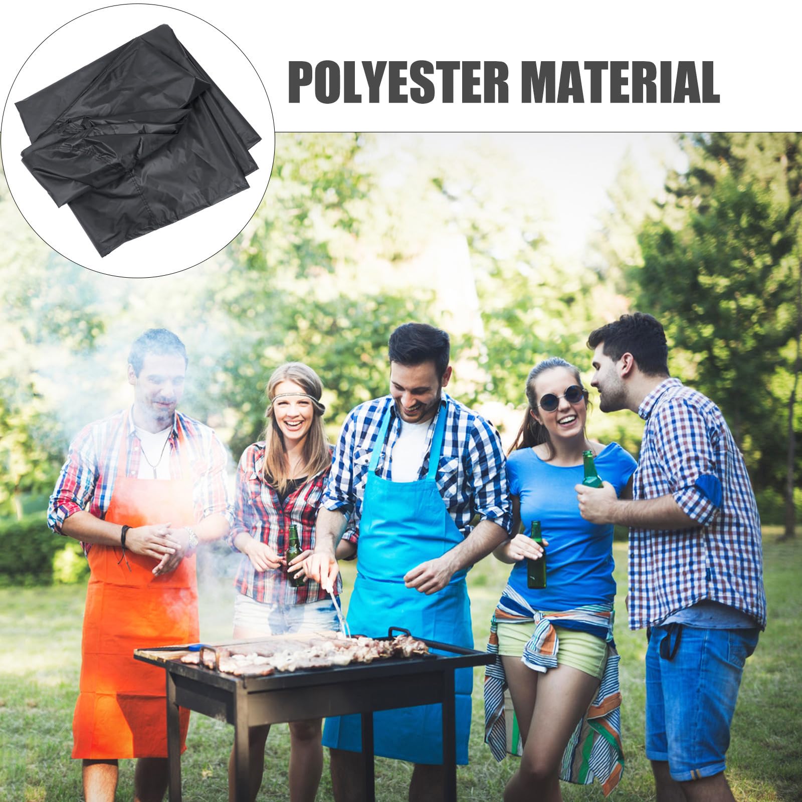Copertura Cinghie di Fissaggio per Barbecue da Esterno in Poliestere Nero Resistente All'acqua e Protezione UV per Barbecue