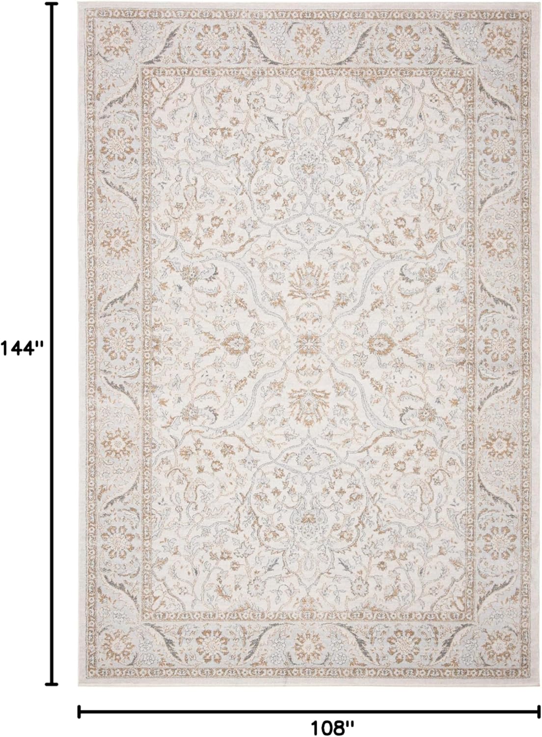 Grey and Dark Grey 9' x 12' Synthetic Oriental Area Rug