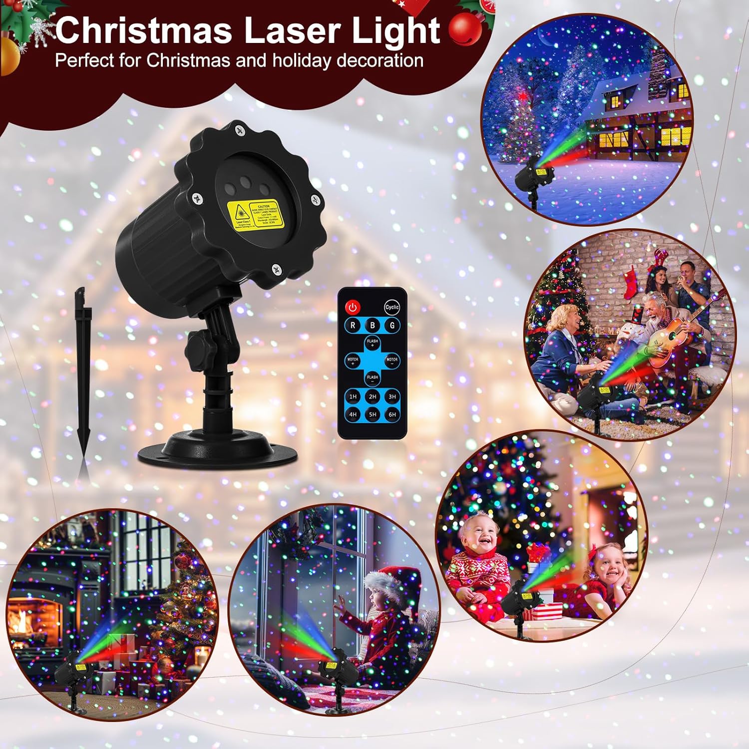 Treela Laser Projector Light Outdoor Yard Projector Decoration Moving Waterproof Star Projection Light with Remote Landscape for Garden Home(Red Green Blue,Star)