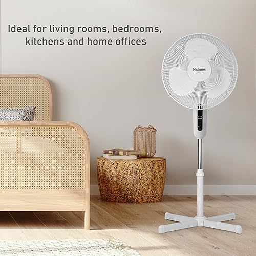 Miniatura 5 de HOLMES Ventilador de pie digital de 16", oscilación de 80°, 3 velocidades, 3 modos, temporizador de 7.5 horas, altura ajustable, inclinación
