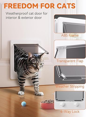 Miniatura 2 de Puerta interior de puerta para gatos, puertas interiores para gatos, puertas medianas para mascotas de hasta 13 libras (tamaño del marco 7.5 x 8.7
