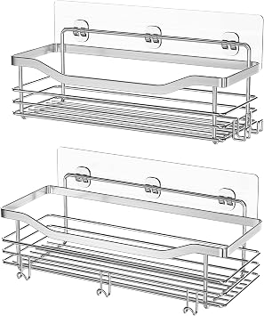 Orimade 4 Pack Strong Transparent Wall Adhesives, 2.75 x 8.66 in (7x22cm) Adhesive Pad Hook Strip Waterproof Rustproof for Shower Caddy Organizer Shelf, Kitchen Rack, Bathroom Storage