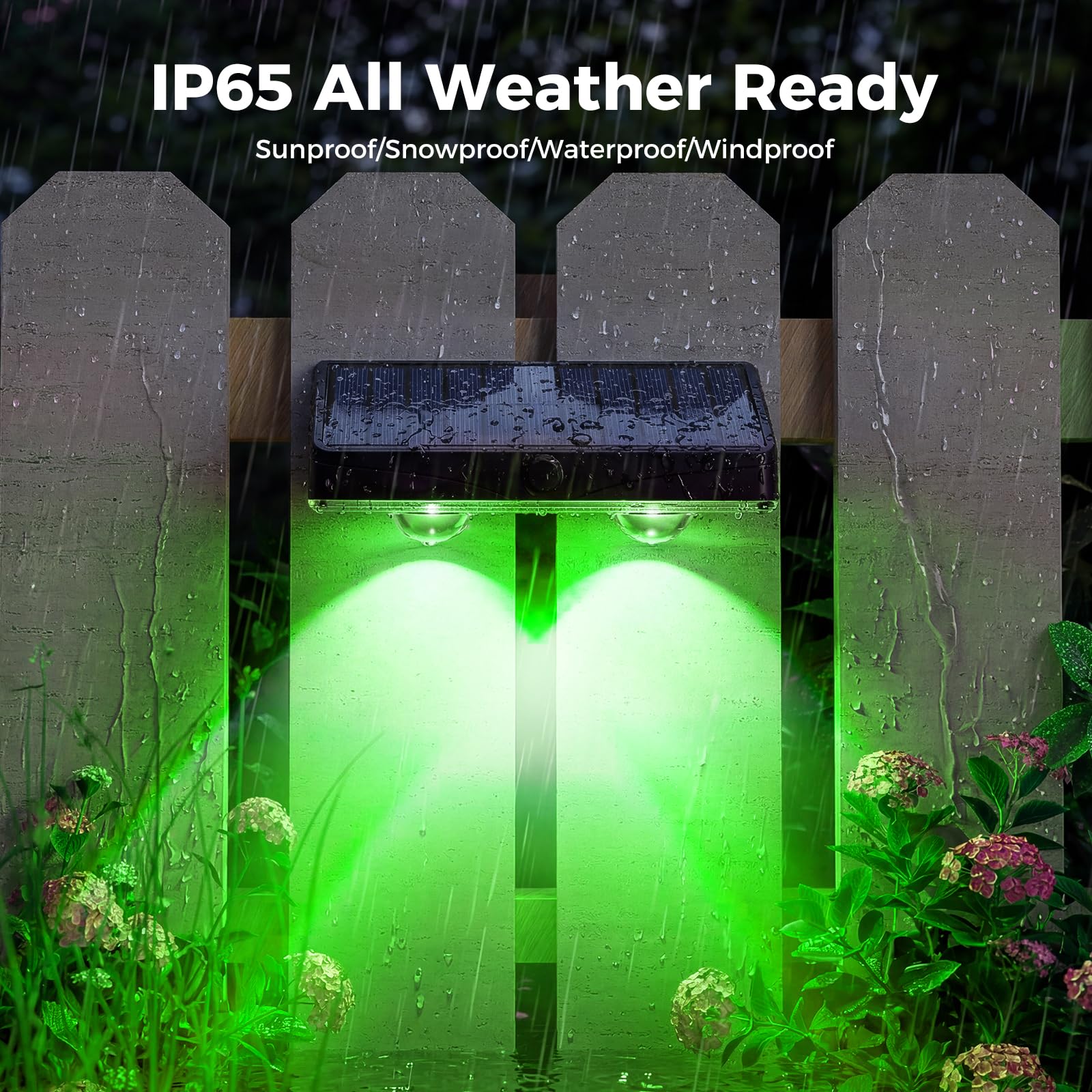 Confezione da 16 luci solari per recinzioni esterne, 11 modalità e 9 colori, alimentate a energia solare, IP65, impermeabili, 60 lm, luci solari a LED per patio, cortile, esterno, ringhiera, parete