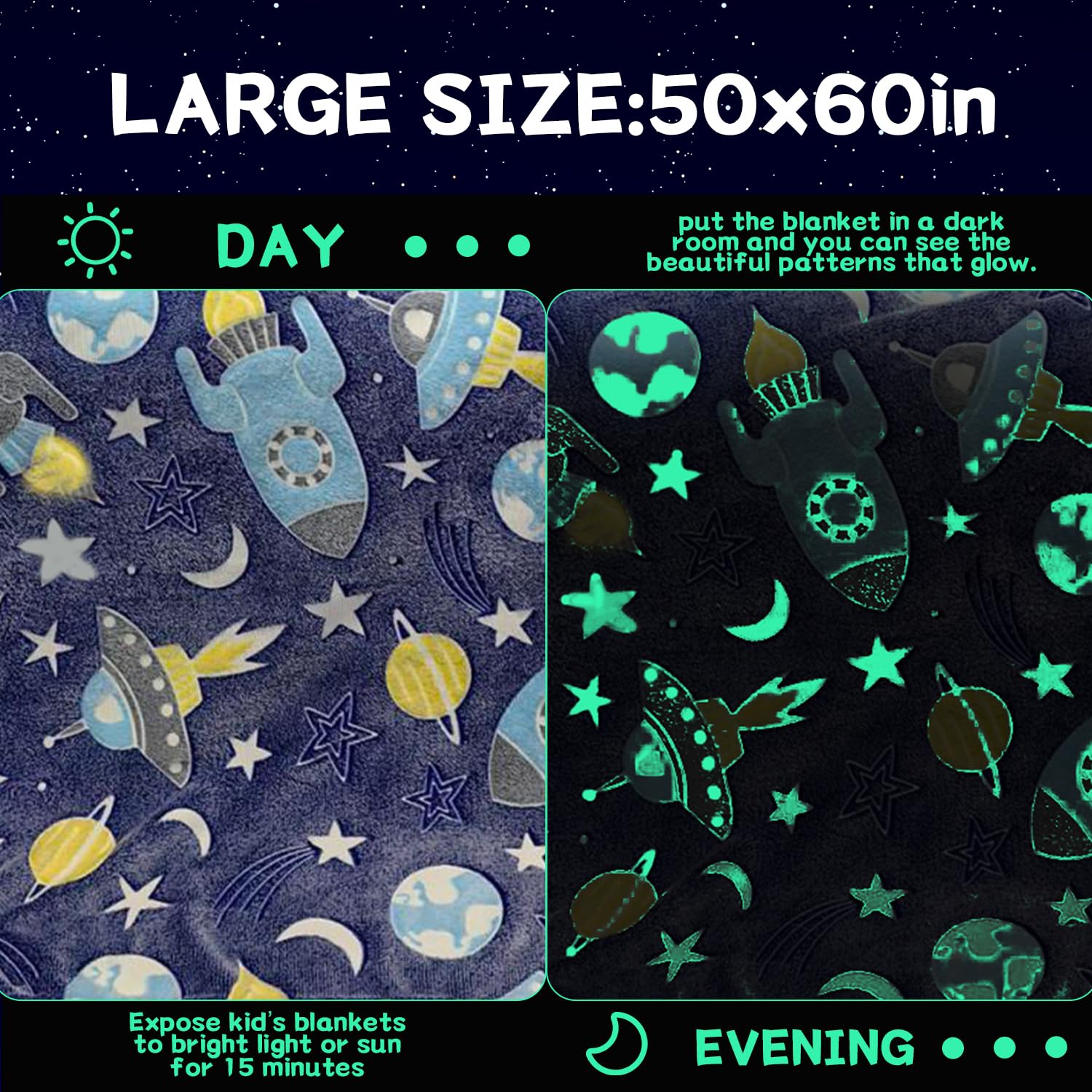 Glow in Dark Spaceship Blanket - Image 4