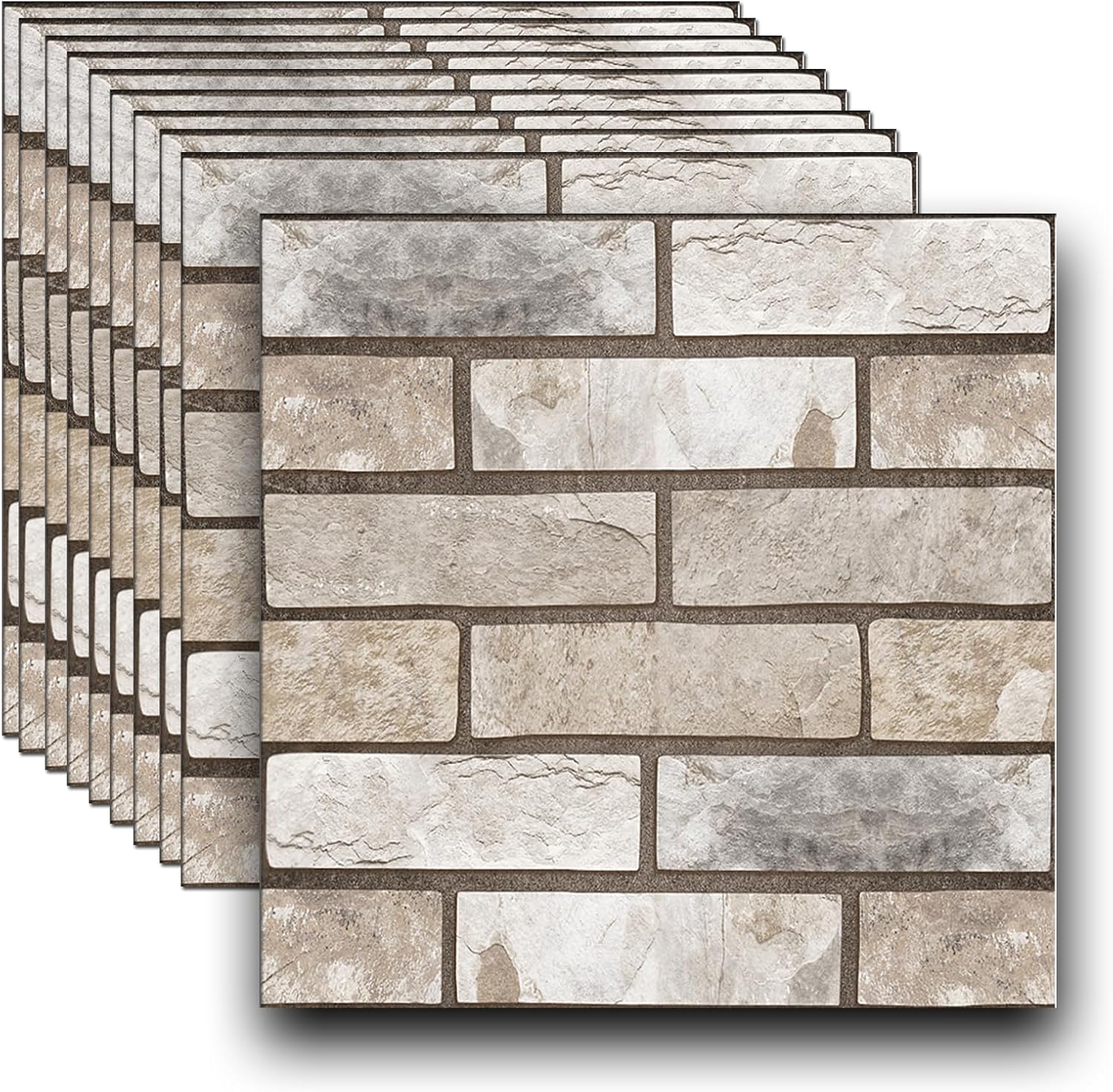 10PCS 3D Brick Wallpaper Peel and Stick 3D Wall Panels Peel and Stick Faux Stone Wall Panel Brick Self Adhesive Wallpaper 11.8X11.8in (Wall Panel Red)