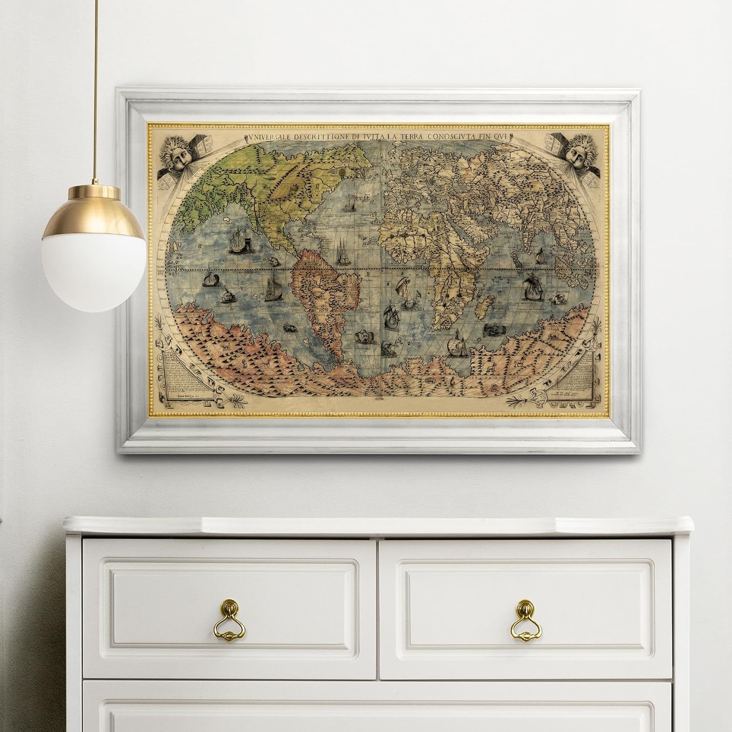 Amazon.co.jp: Paolo Forlani c.1565年作イタリア旧世界探検天使と