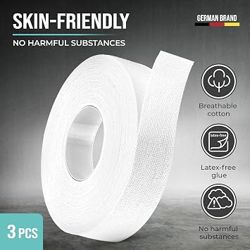 Finger Tape Sports Extra Strong Adhesive, 3 Rolls Athletic Tape for Fingers, Skin-Friendly Sports Tape, Tape for Weight Lifting, Volleyball Finger Tape, Boulder, Climbing, Basketball, Finger Tape BJJ