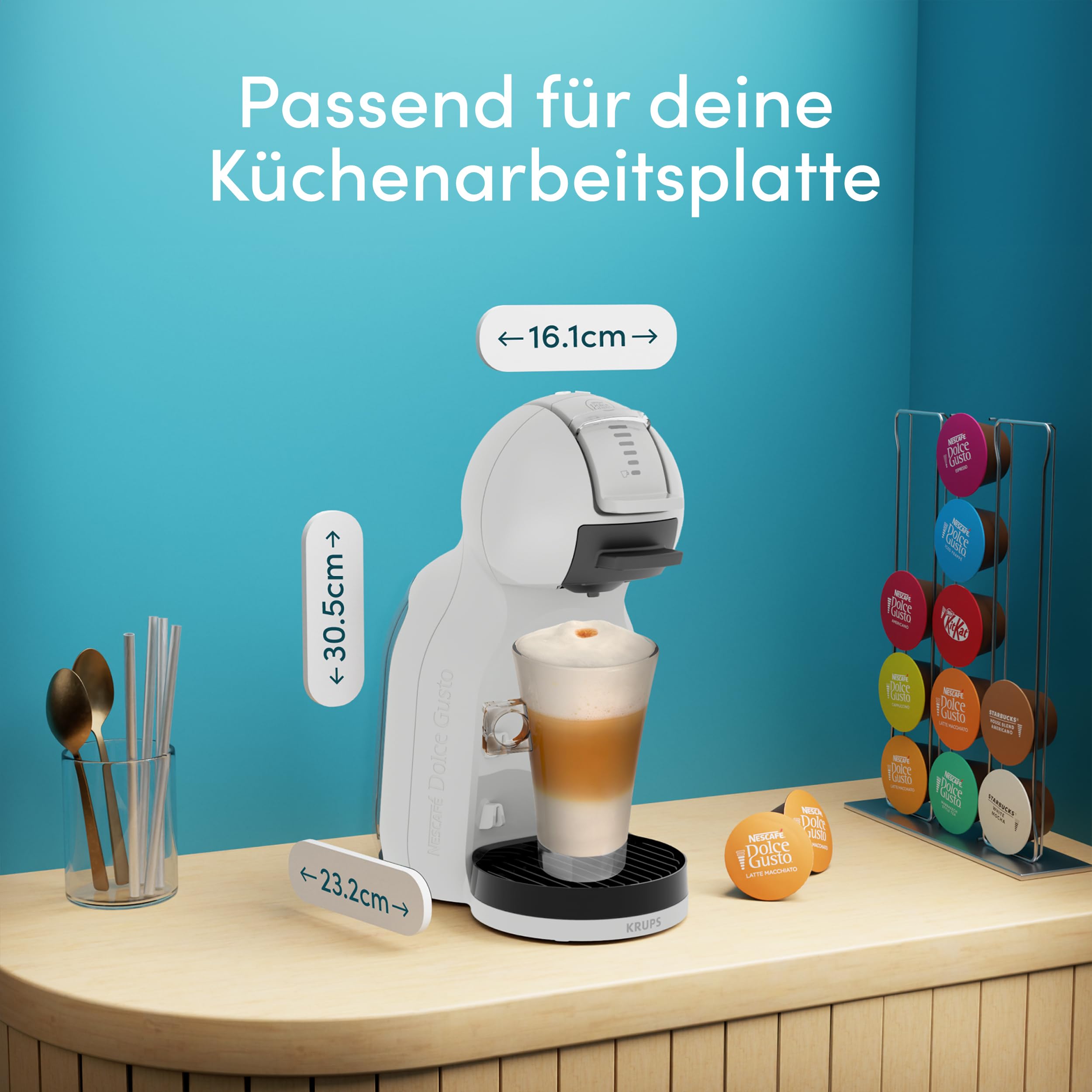NESCAFÉ Dolce Gusto Mini Me 2 Kapselmaschine von KRUPS, automatische Kaffeezubereitung, 15 Bar Druck, Temperaturkontrolle, 0.8 L Wassertank, Energiesparmodus 1 Minute, Heiss & Kalt, Arctic Grey