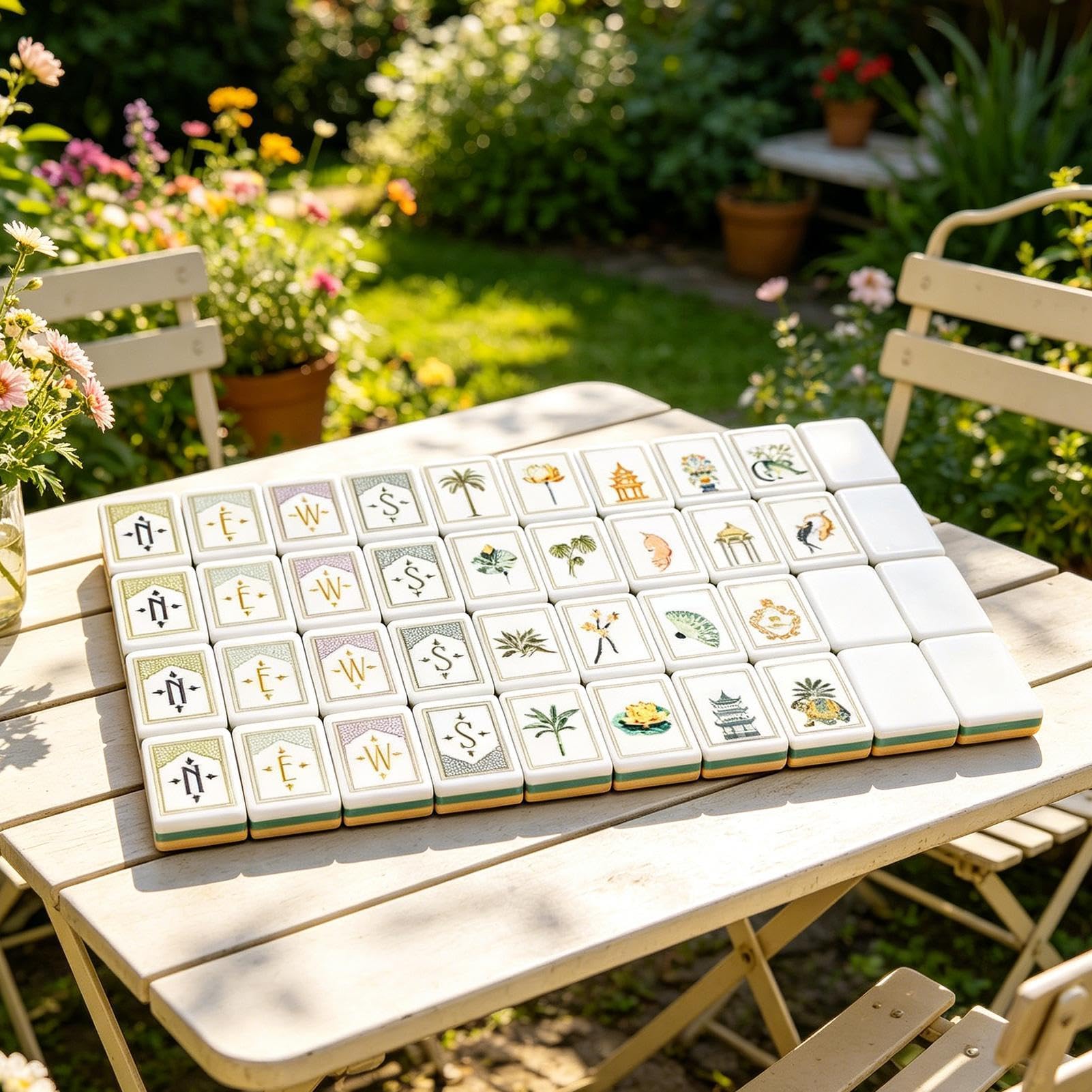 Mahjong Set 160-teiliges Set mit Würfeln aus graviertem Acryl