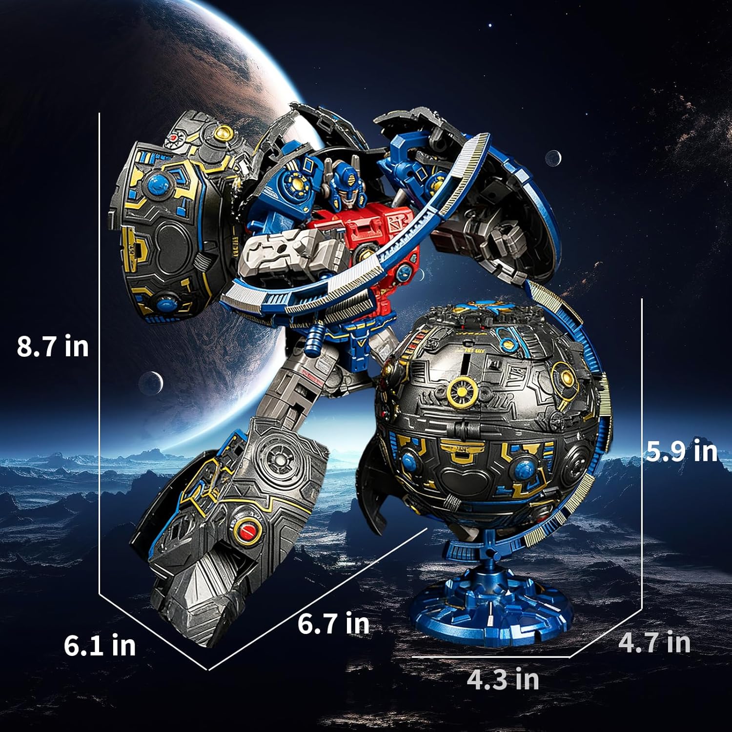 Globe Transforming Toy, 2 in 1 Robot Action Figure Globe Model for Boys Girls Party Favors Gift