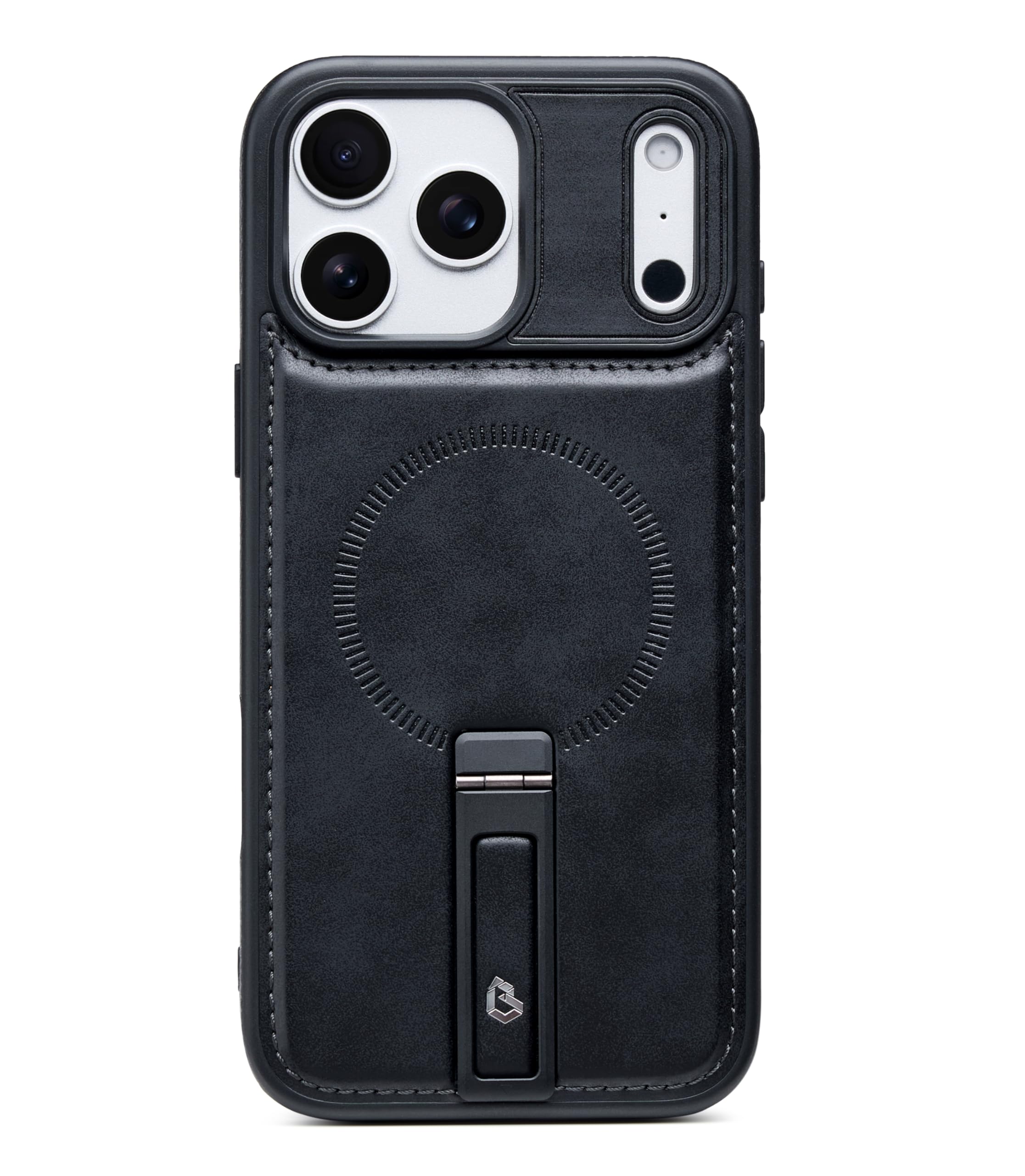 Custodia per telefono in pelle con cavalletto magnetico (nero, iP18 Pro)