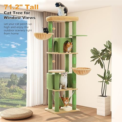 Miniatura 10 de Árbol de cactus para gatos de 59 pulgadas, árbol grande para gatos de interior, torre para gatos grandes, torre para gatos de varios niveles,