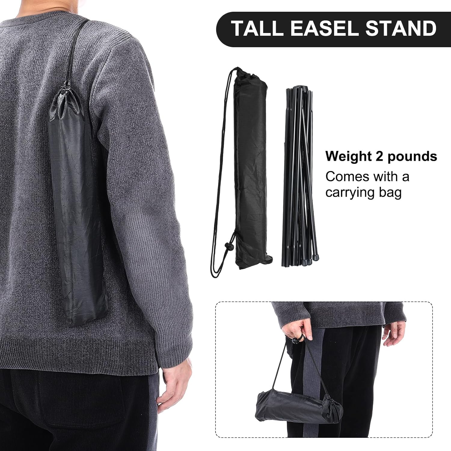 PATIKIL Art Easel Sign Easel Stand, 4 Pack Collapsible Poster Holder Stand Foldable Presentation Floor Easel for Wedding Sign Poster Picture Display Painting Drawing Art Supplies, Black