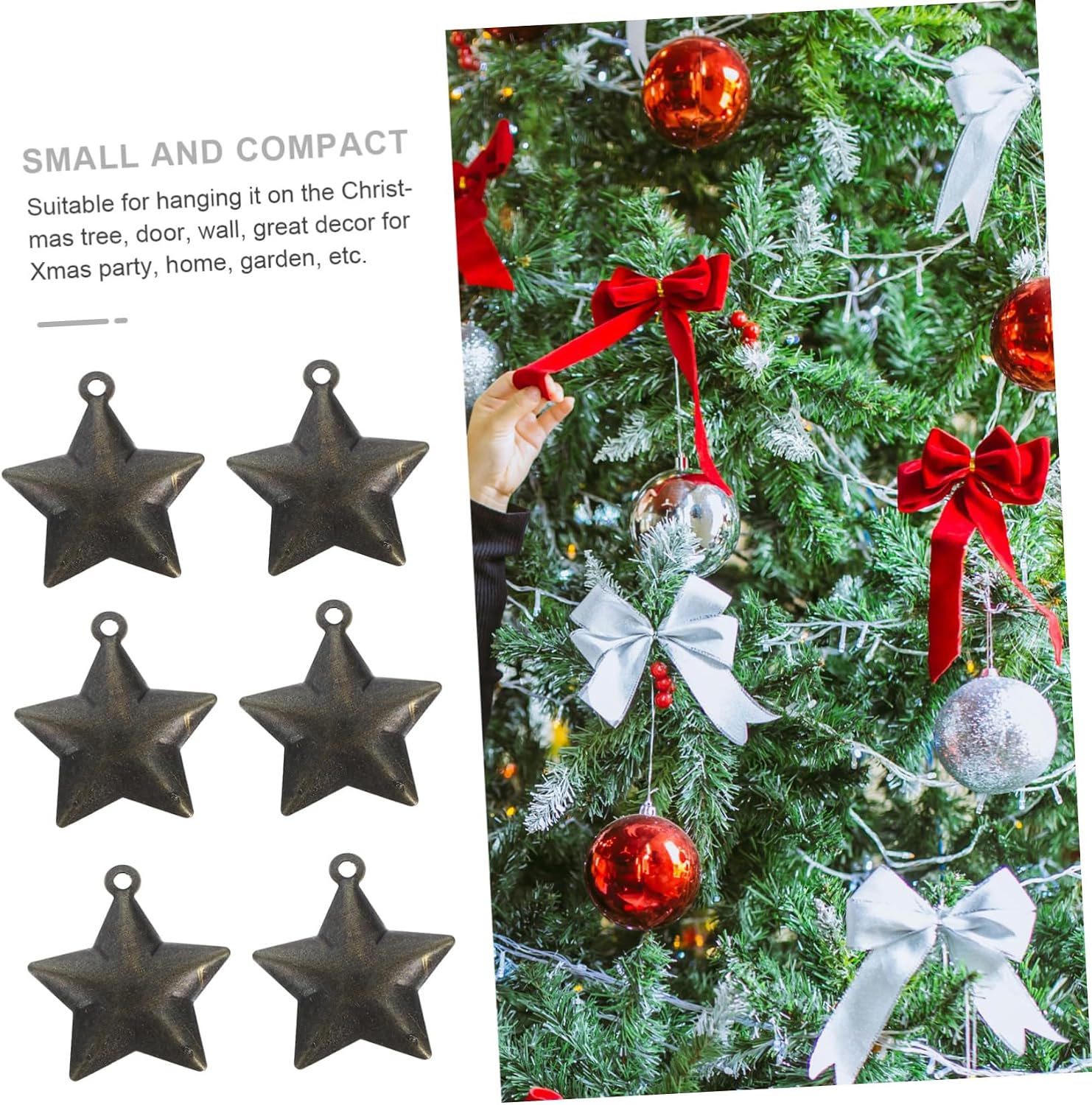 jojofuny 10pcs Vintage Star Bells Small Jingle Bells for DIY Crafts Holiday Decor Christmas Wreaths Festive Home Parties Interactive Seasonal Decorations