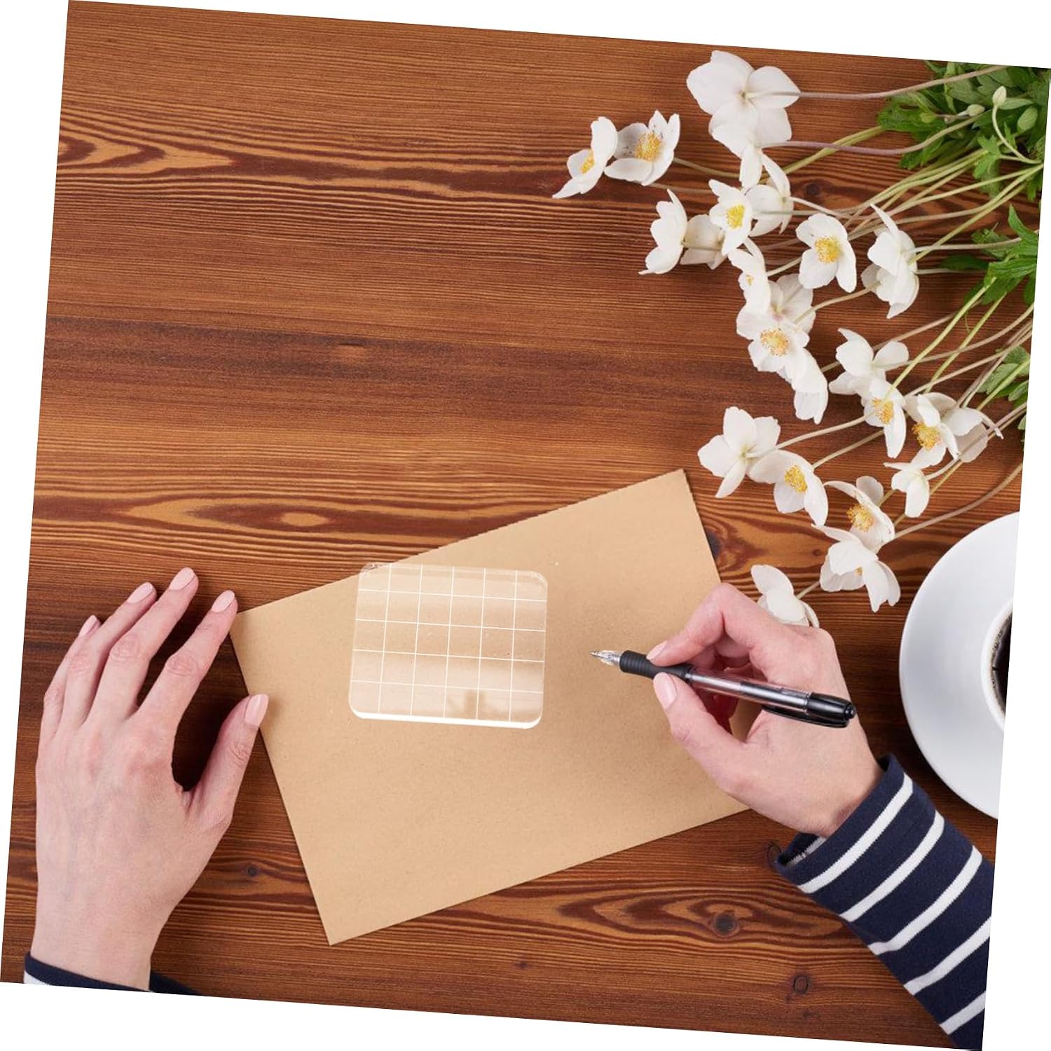 Veemoon 6pcs Acrylic Stamp Block Set for Crafting and Scrapbooking and Easy to Use Grid Lines for Precise Stamping and Planning